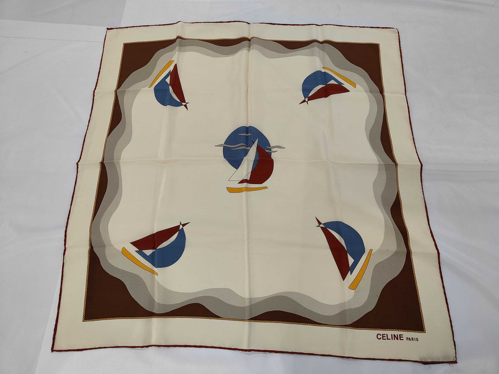 Vintage Celine Silk scarf sailboat print
