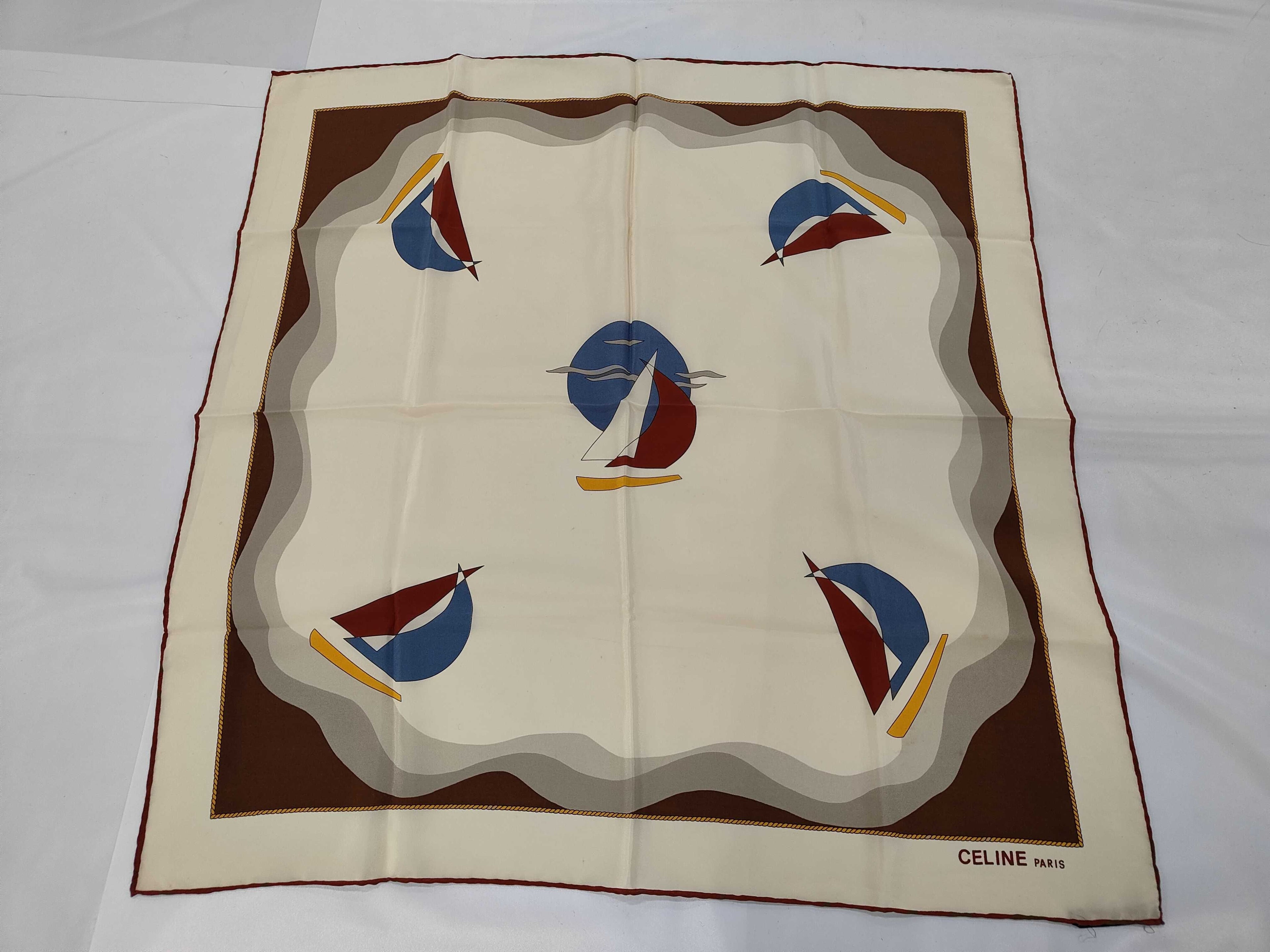 Vintage Celine Silk scarf sailboat print