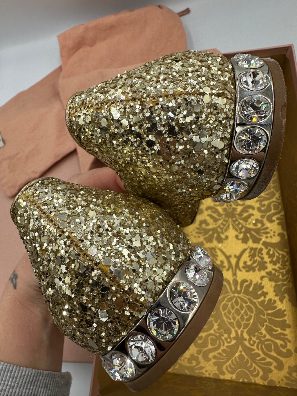 Miu Miu Glitter Pirite ballet flats