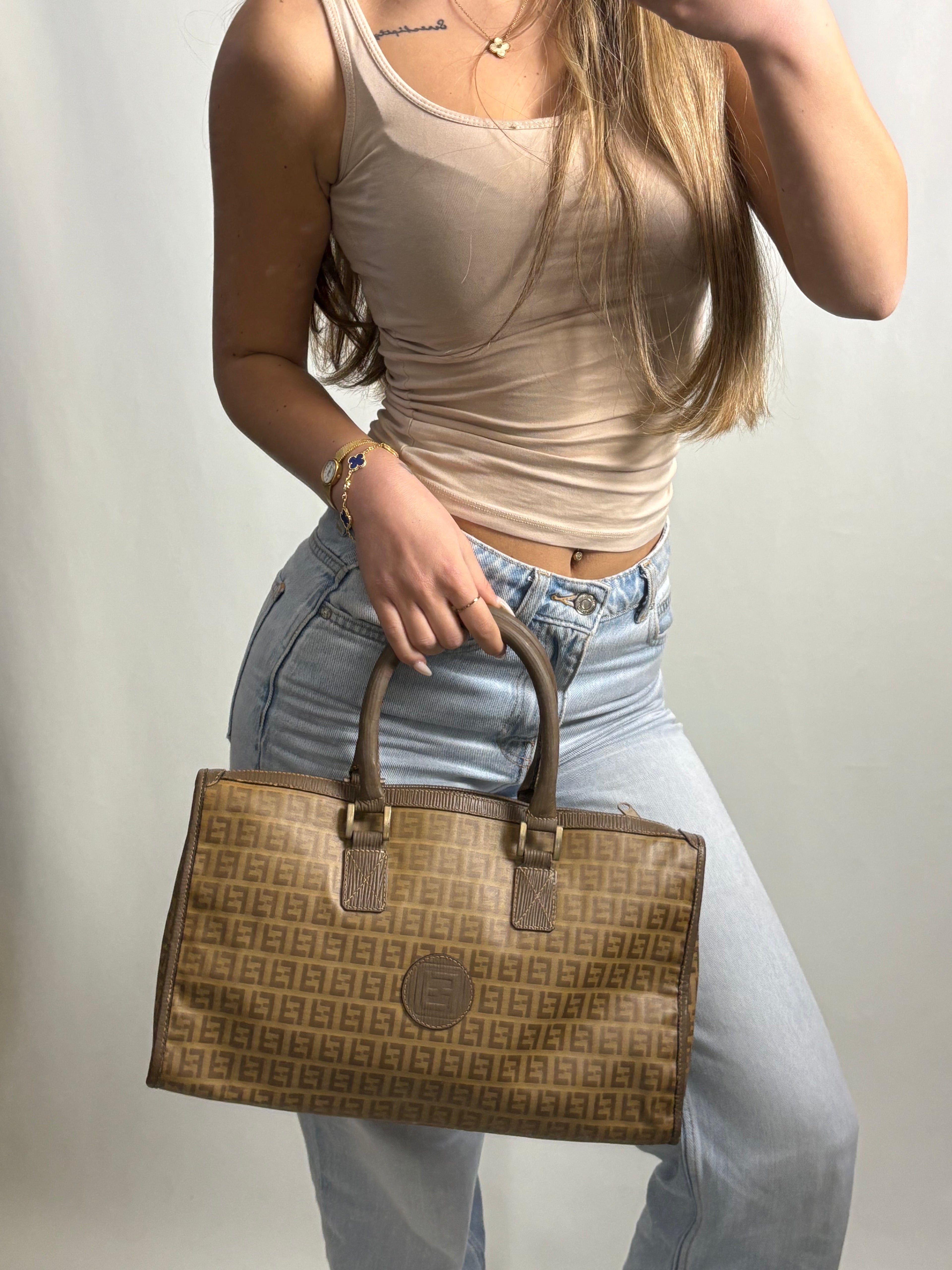 Fendi Zucchino boston monogram bag