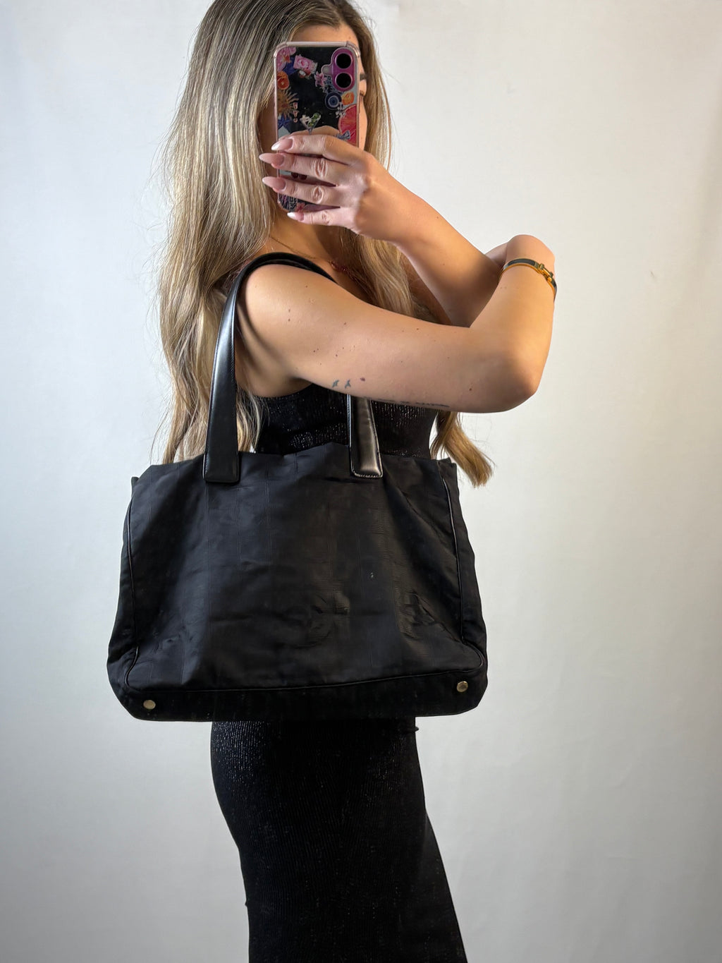 Chanel 2004 Travel Line black shoulder tote bag