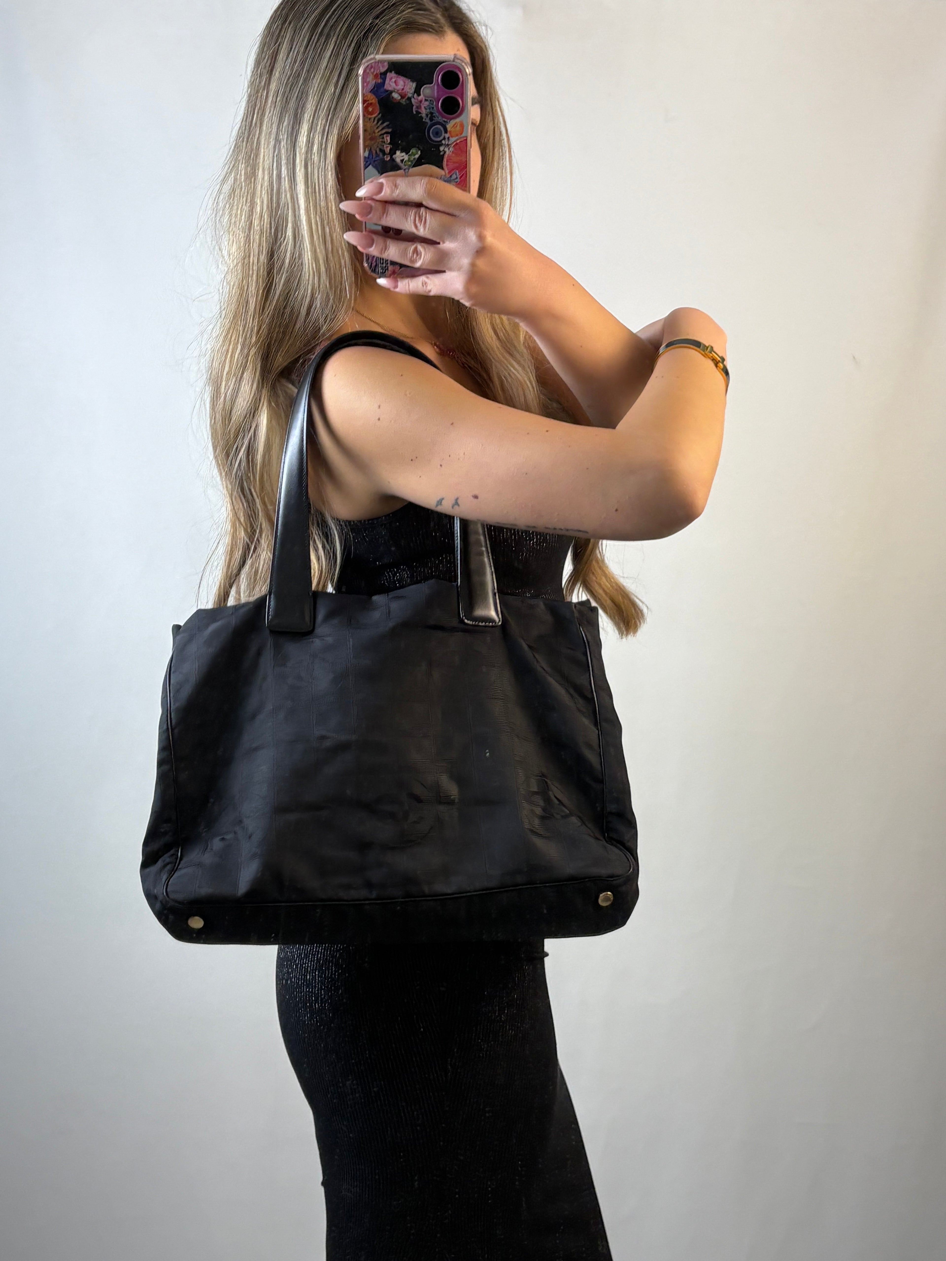 Chanel 2004 Travel Line black shoulder tote bag