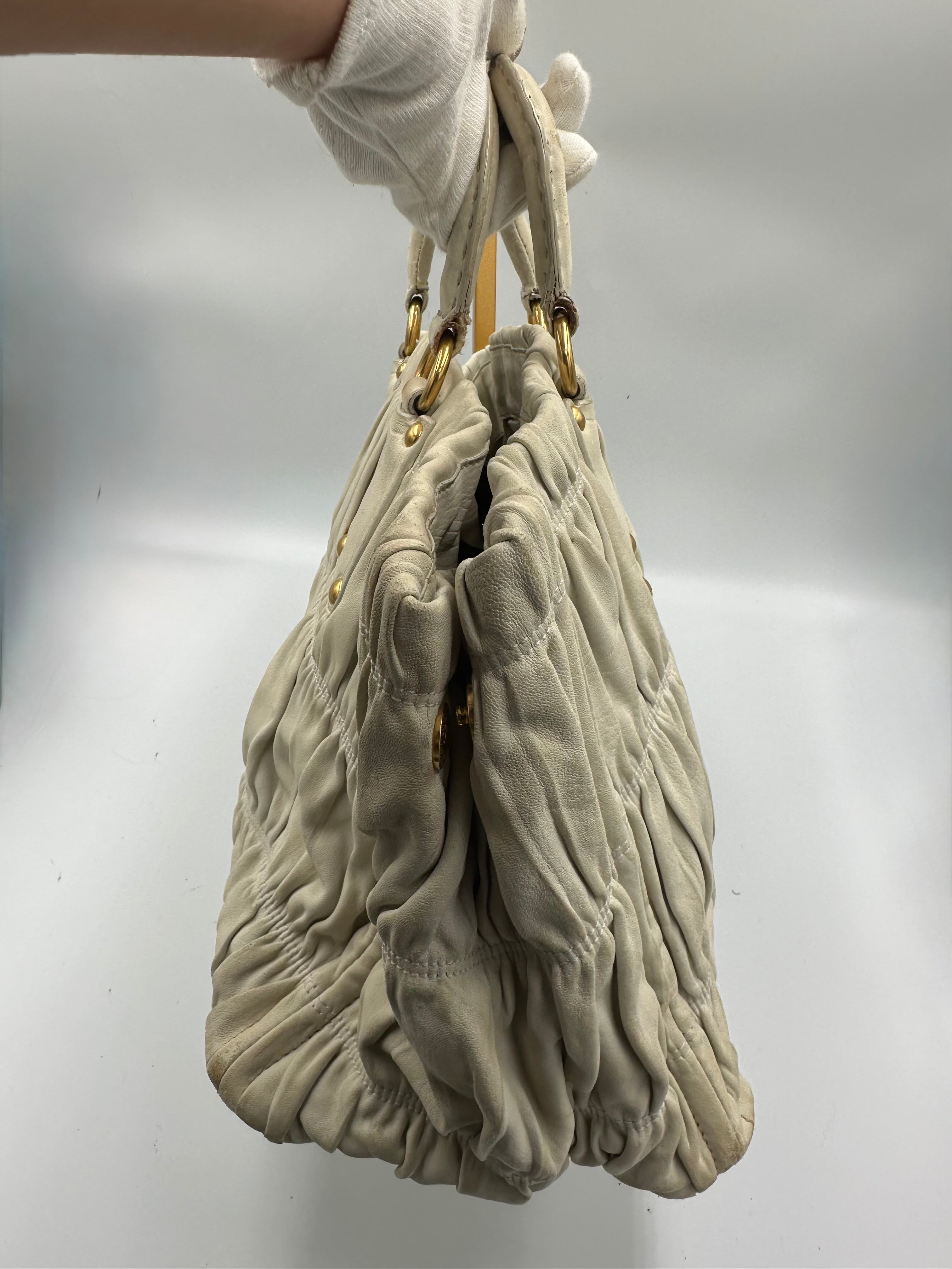 Rare Prada Gaufre gathered leather bag