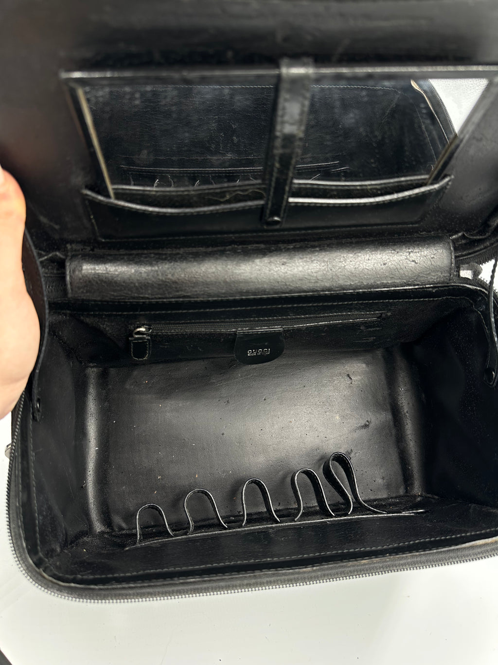 Vintage Gucci Bamboo leather vanity bag