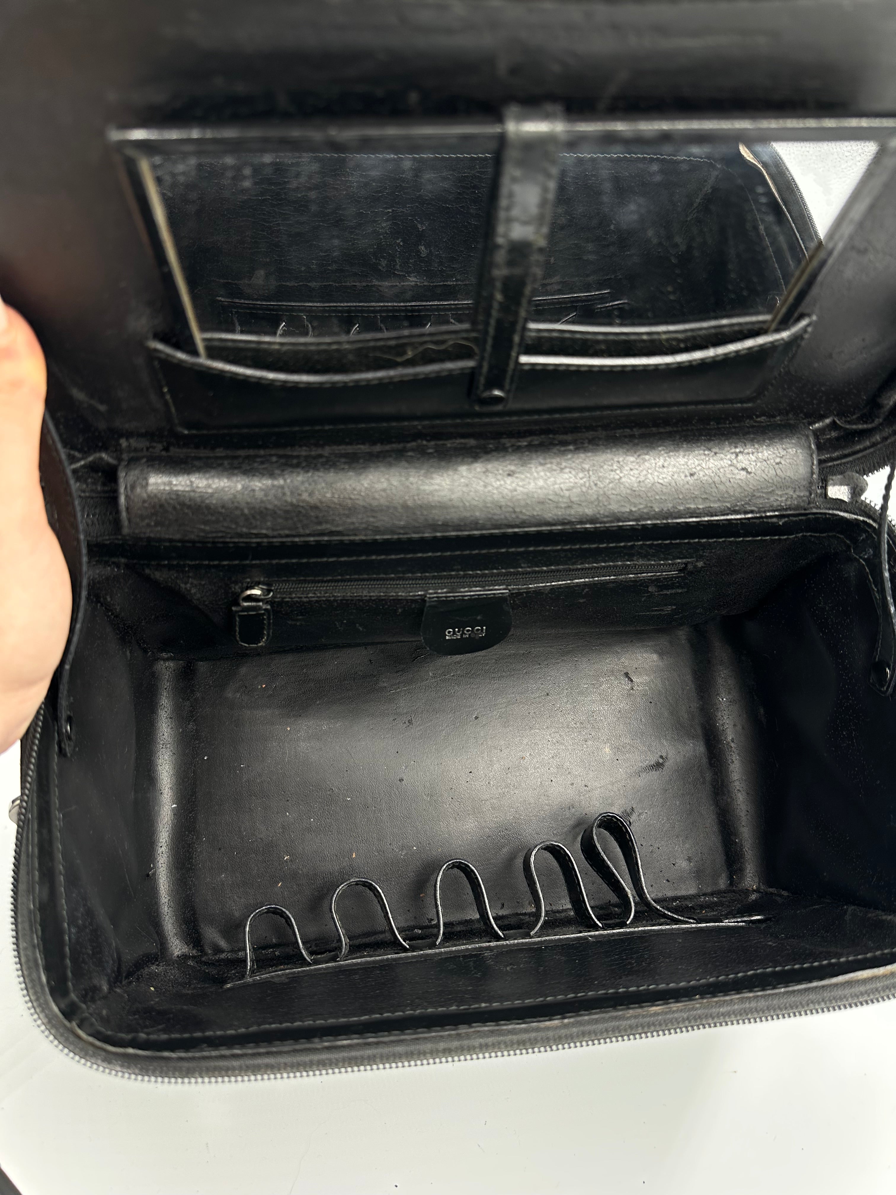 Vintage Gucci Bamboo leather vanity bag