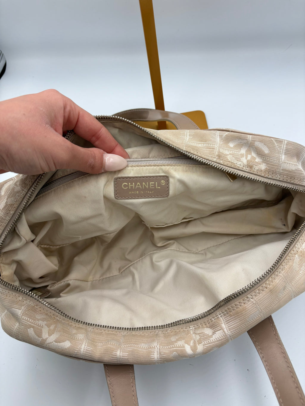 2003 Chanel Travel Line Boston Bag in Beige