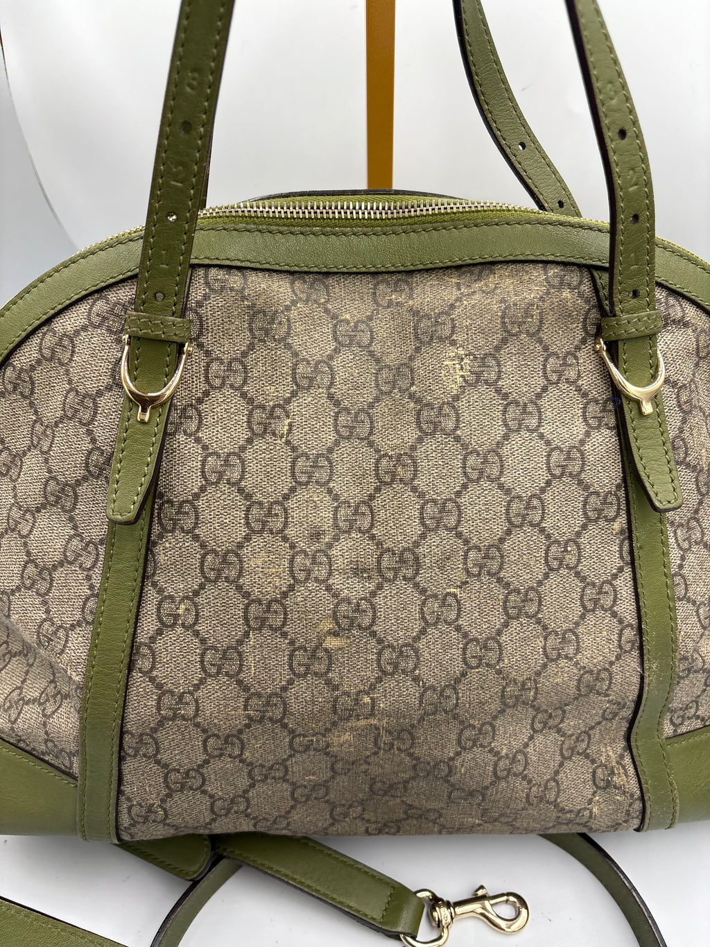 Gucci Ophidia dome top handle bag featuring monogram GG supreme canvas
