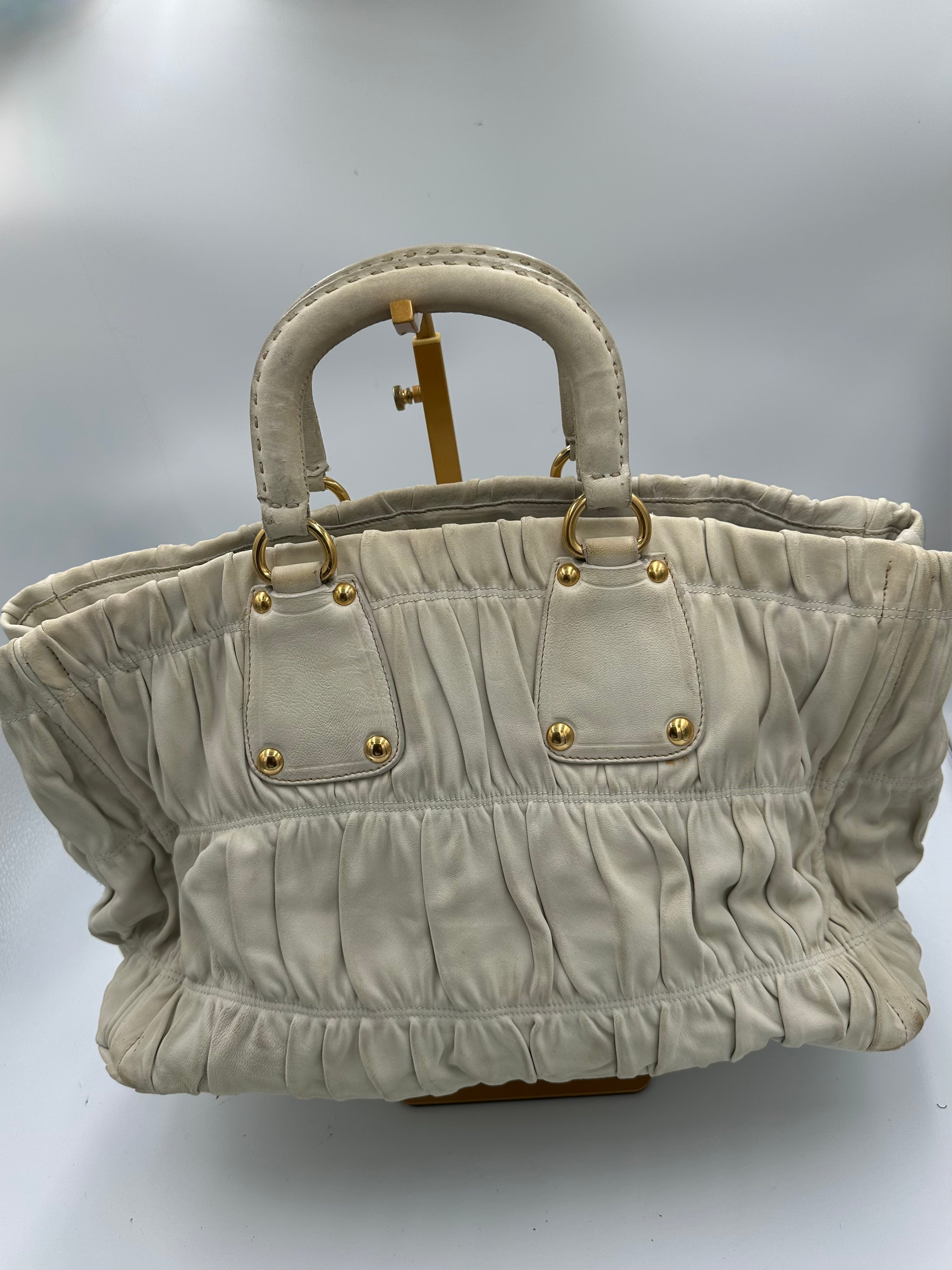 Rare Prada Gaufre gathered leather bag