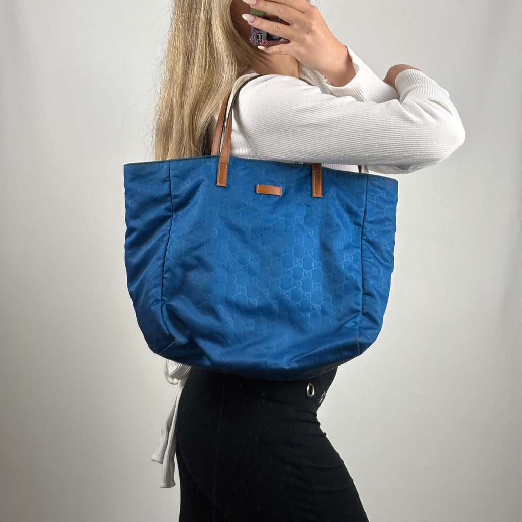 Gucci blue GG nylon shoulder bag