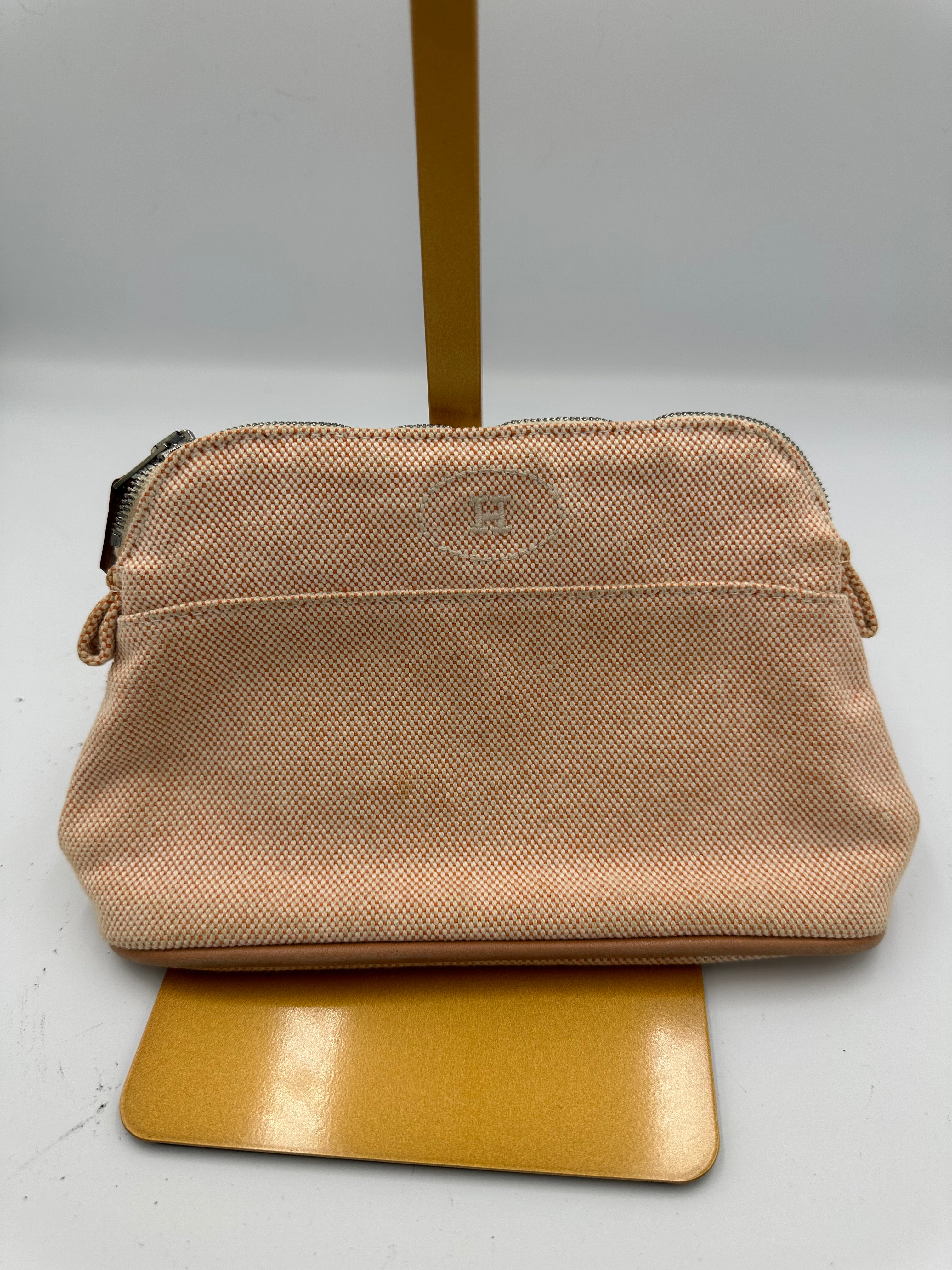 Hermes Canvas Mini Bolide Travel pouch.