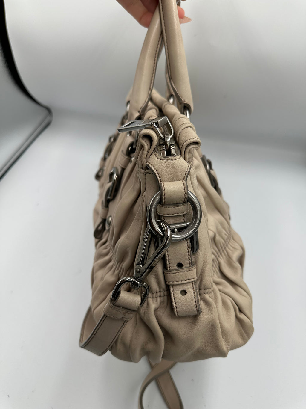 Prada Nappa Gaufre gathered leather bag