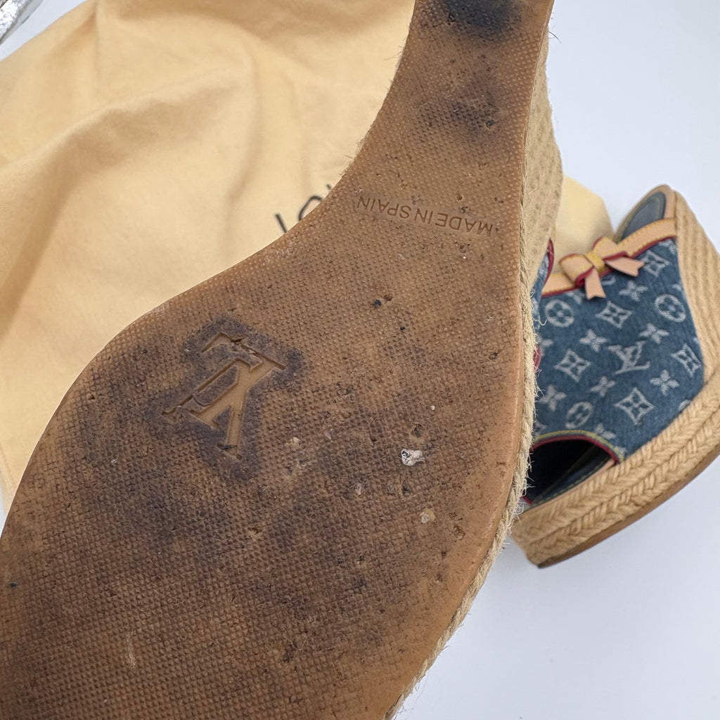 Louis Vuitton denim wedges
