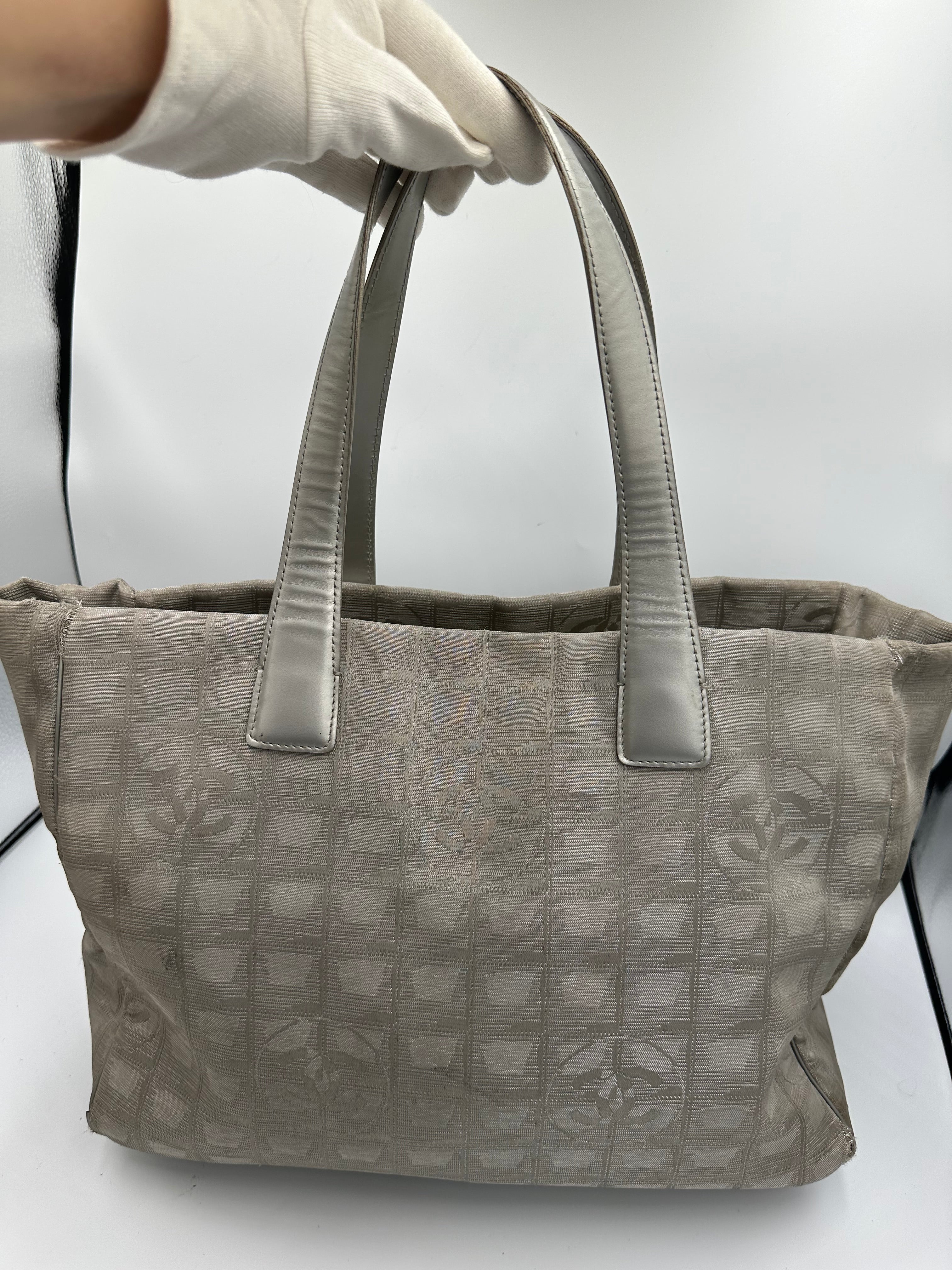 Chanel 2004 Travel Line Silver CC monogram tote bag