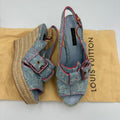Louis Vuitton Denim Monogram buckle wedges