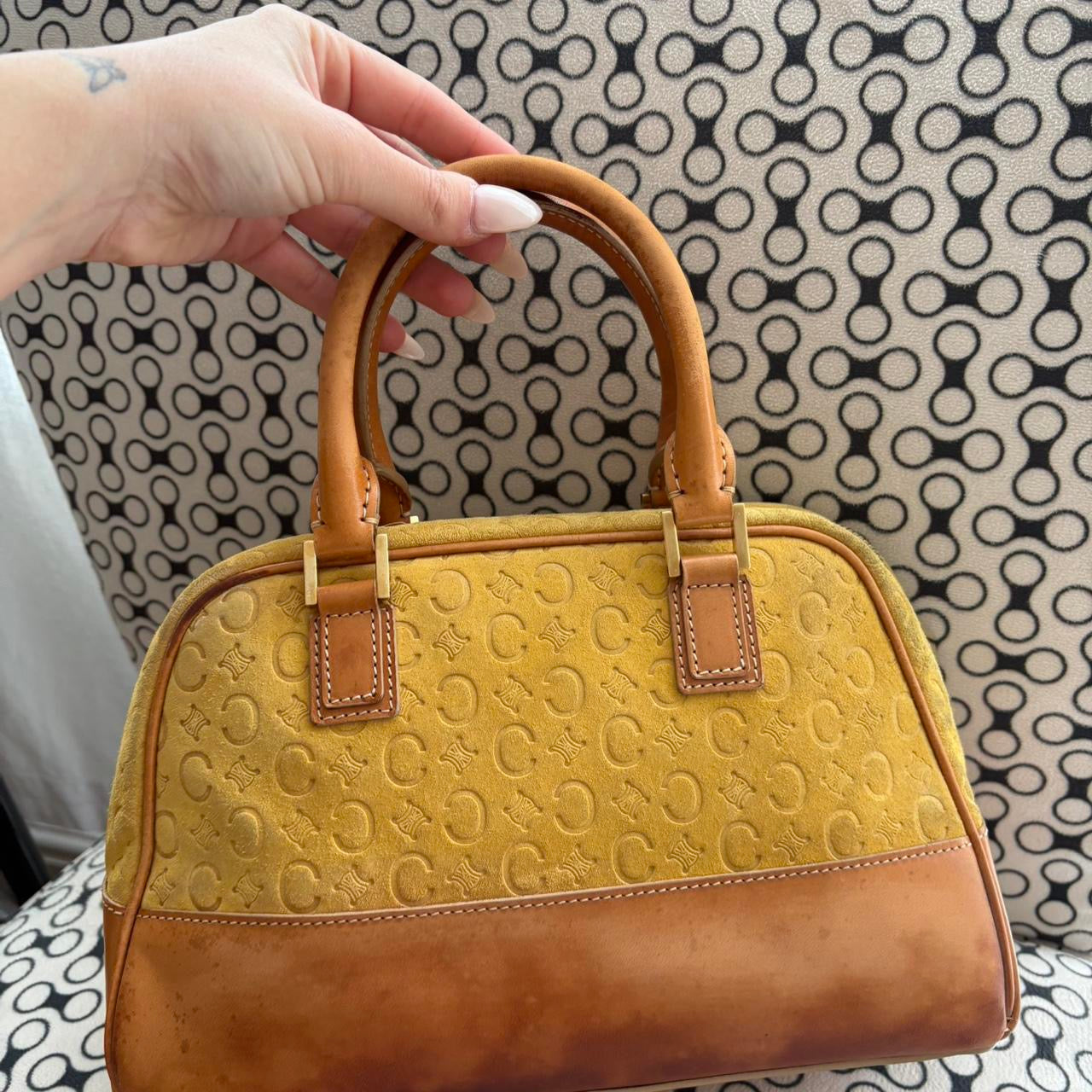 Celine 2000s Macadam suede leather handbag