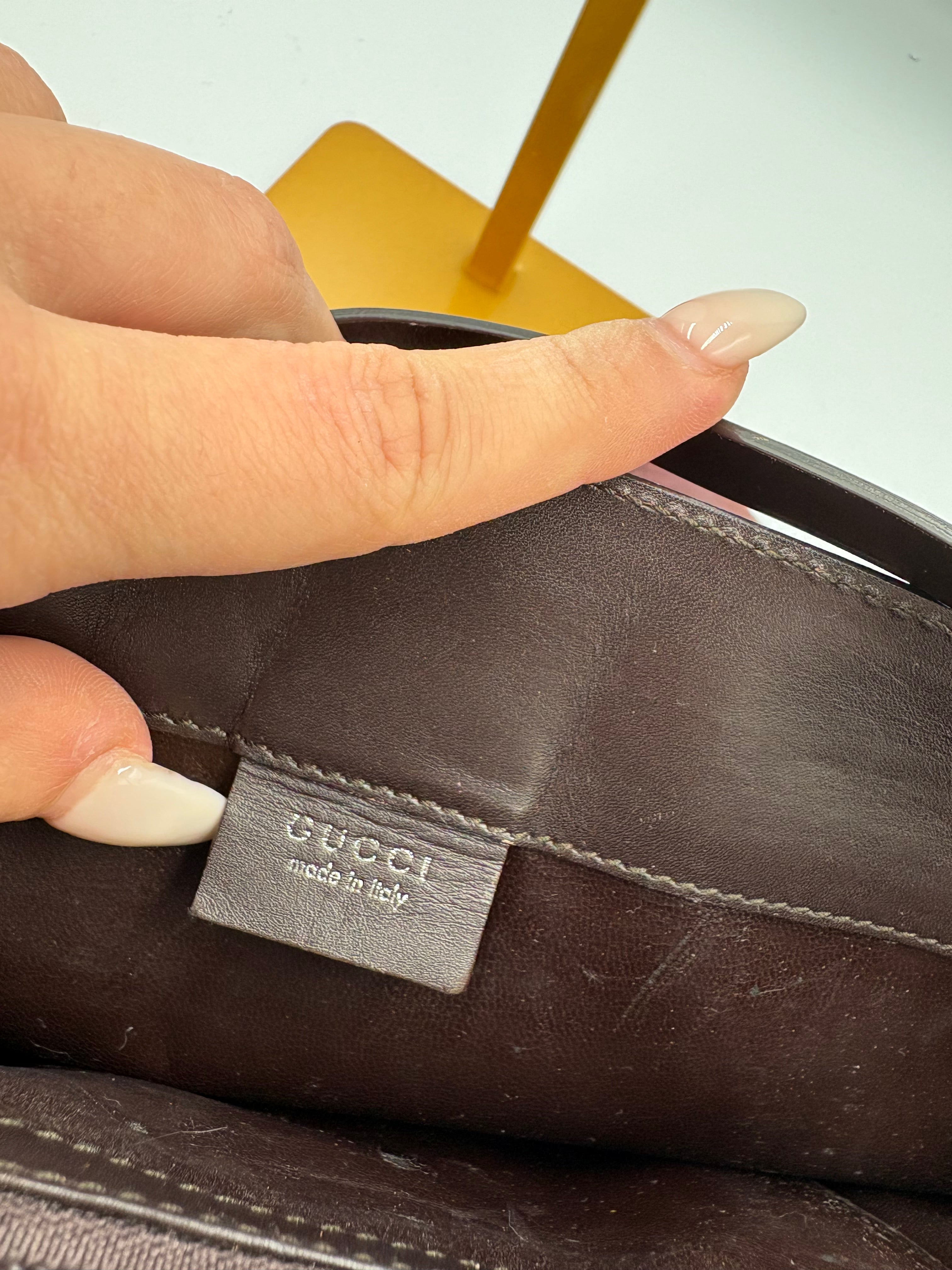 Vintage Gucci Brown leather structured shoulder bag
