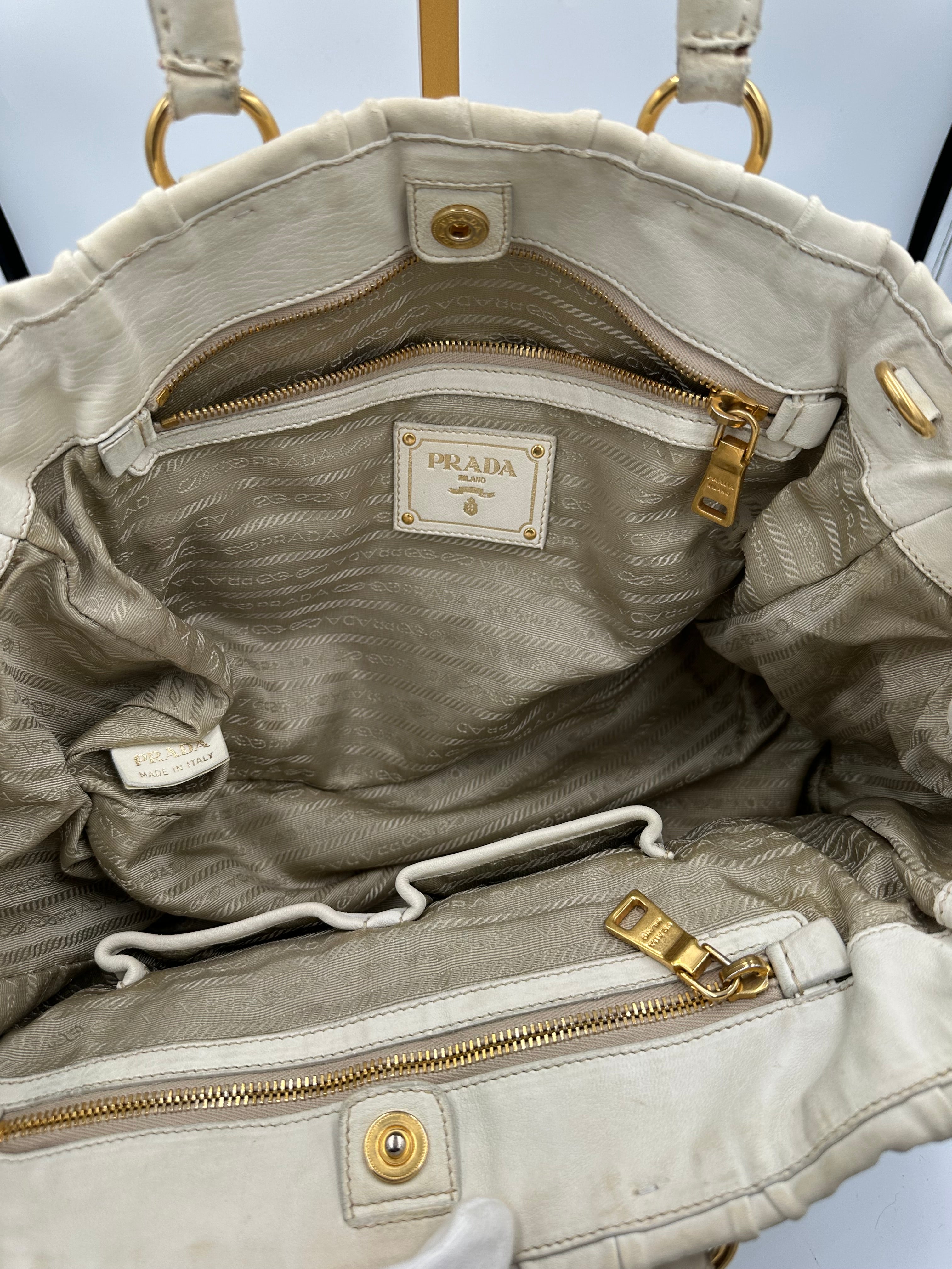 Rare Prada Gaufre gathered leather bag