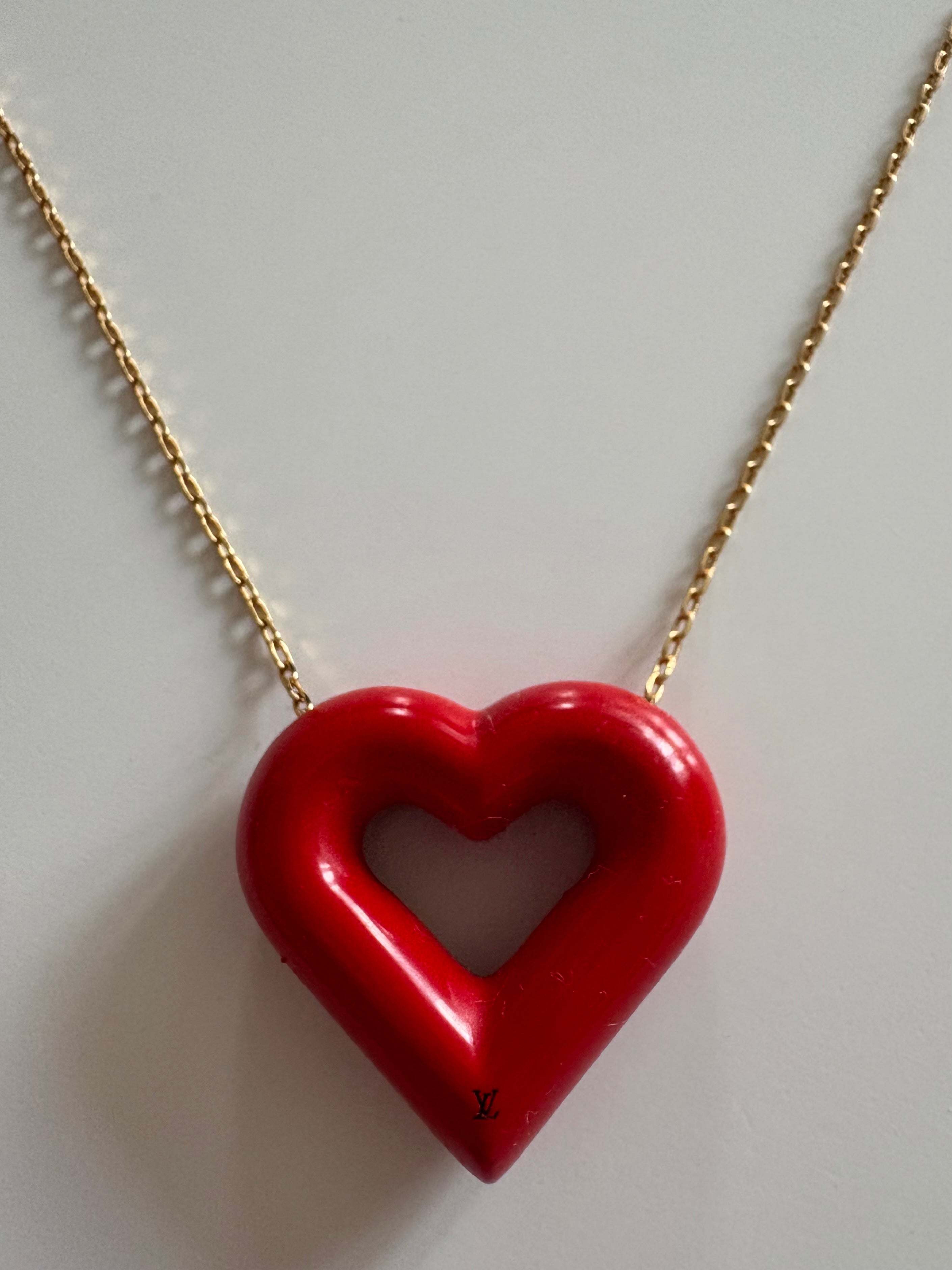Louis Vuitton 2014 Red Heart Necklace from the LV&V collection
