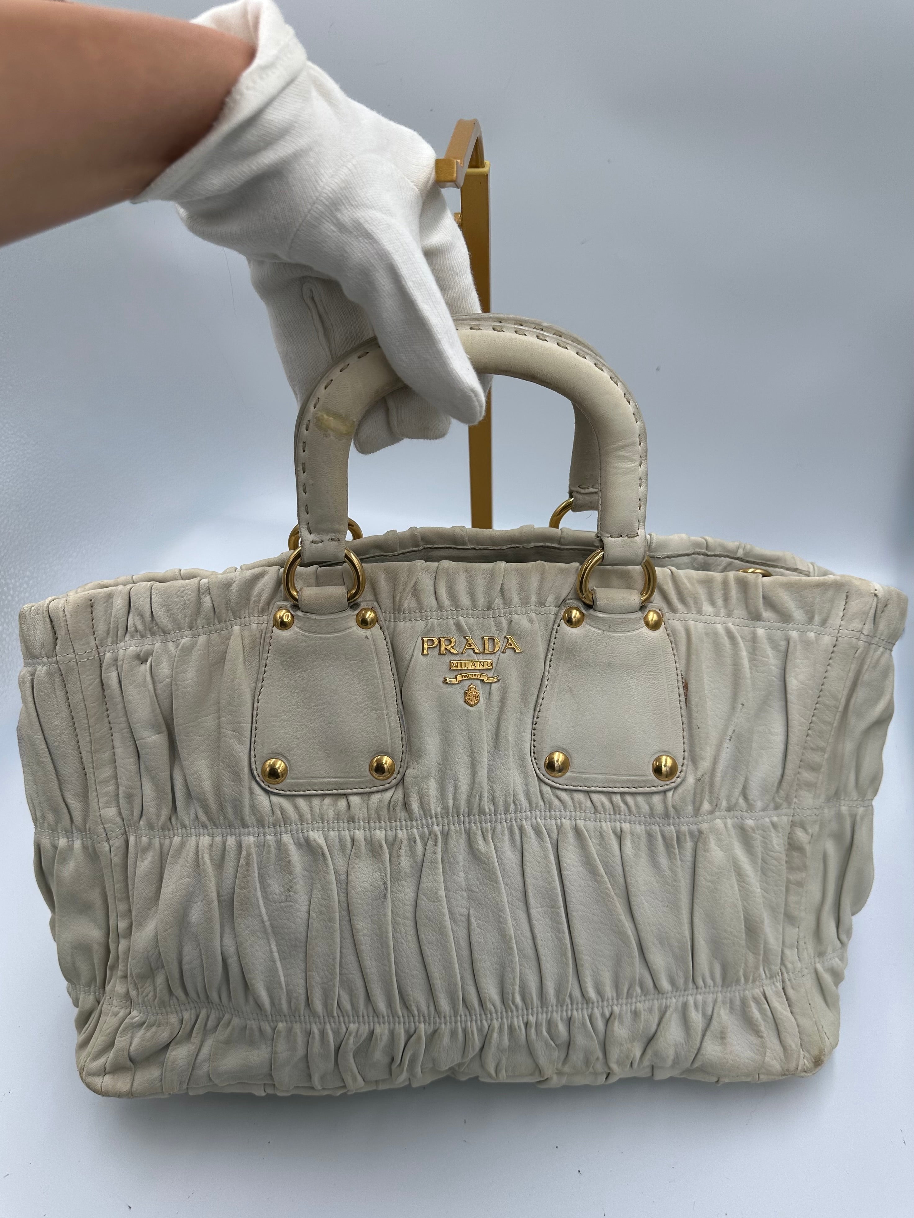 Rare Prada Gaufre gathered leather bag