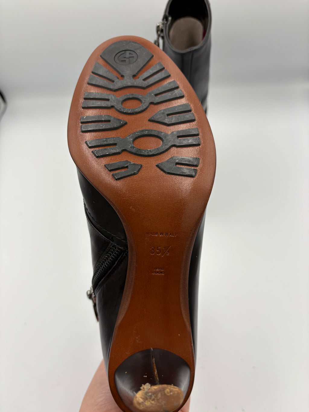 Giorgio Armani leather kitten heel boots UK 3