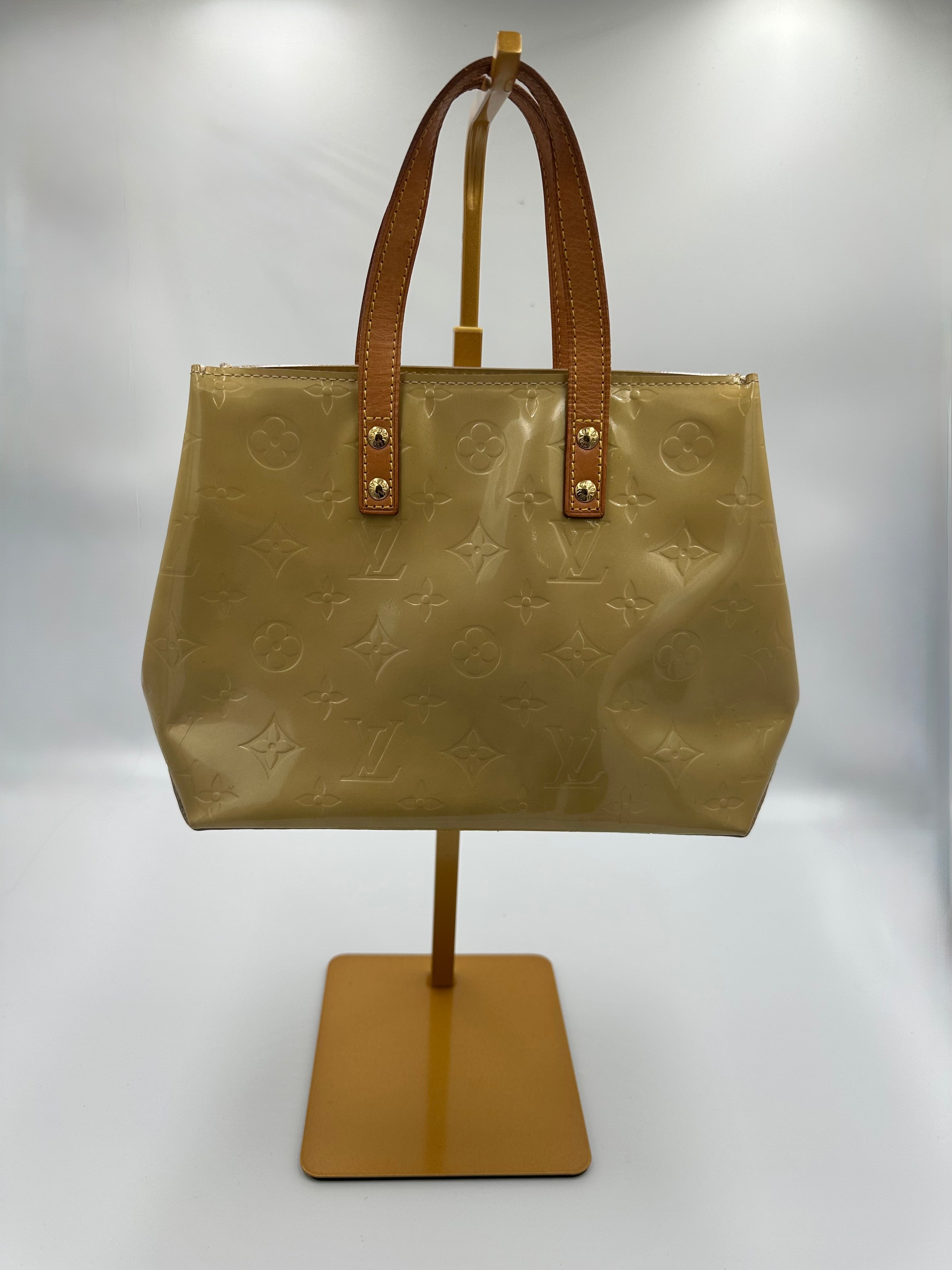 Louis Vuitton Monogram Vernis Trousse PM pastel yellow handbag