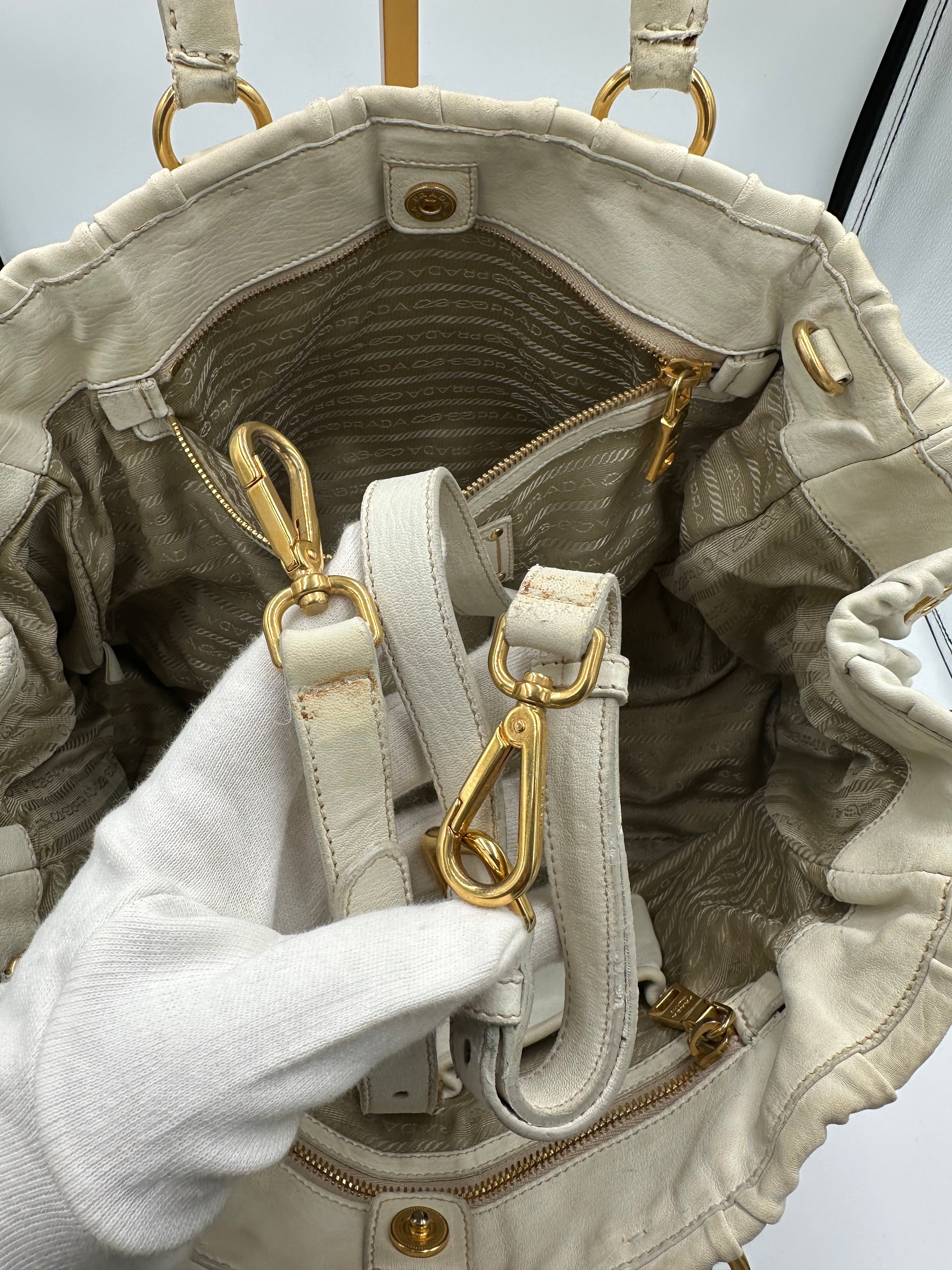 Rare Prada Gaufre gathered leather bag
