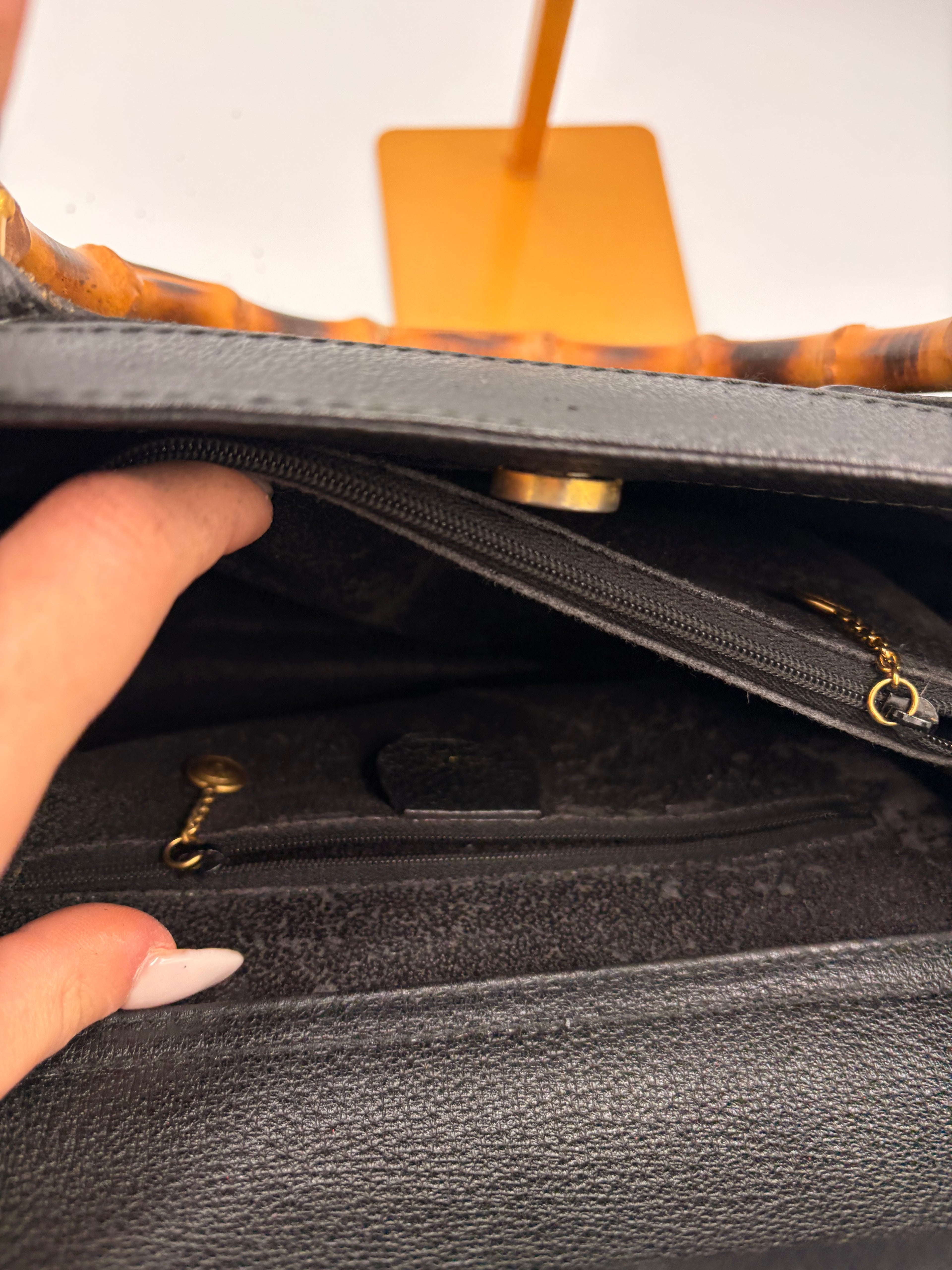 Vintage Gucci Diana Suede black bamboo handbag