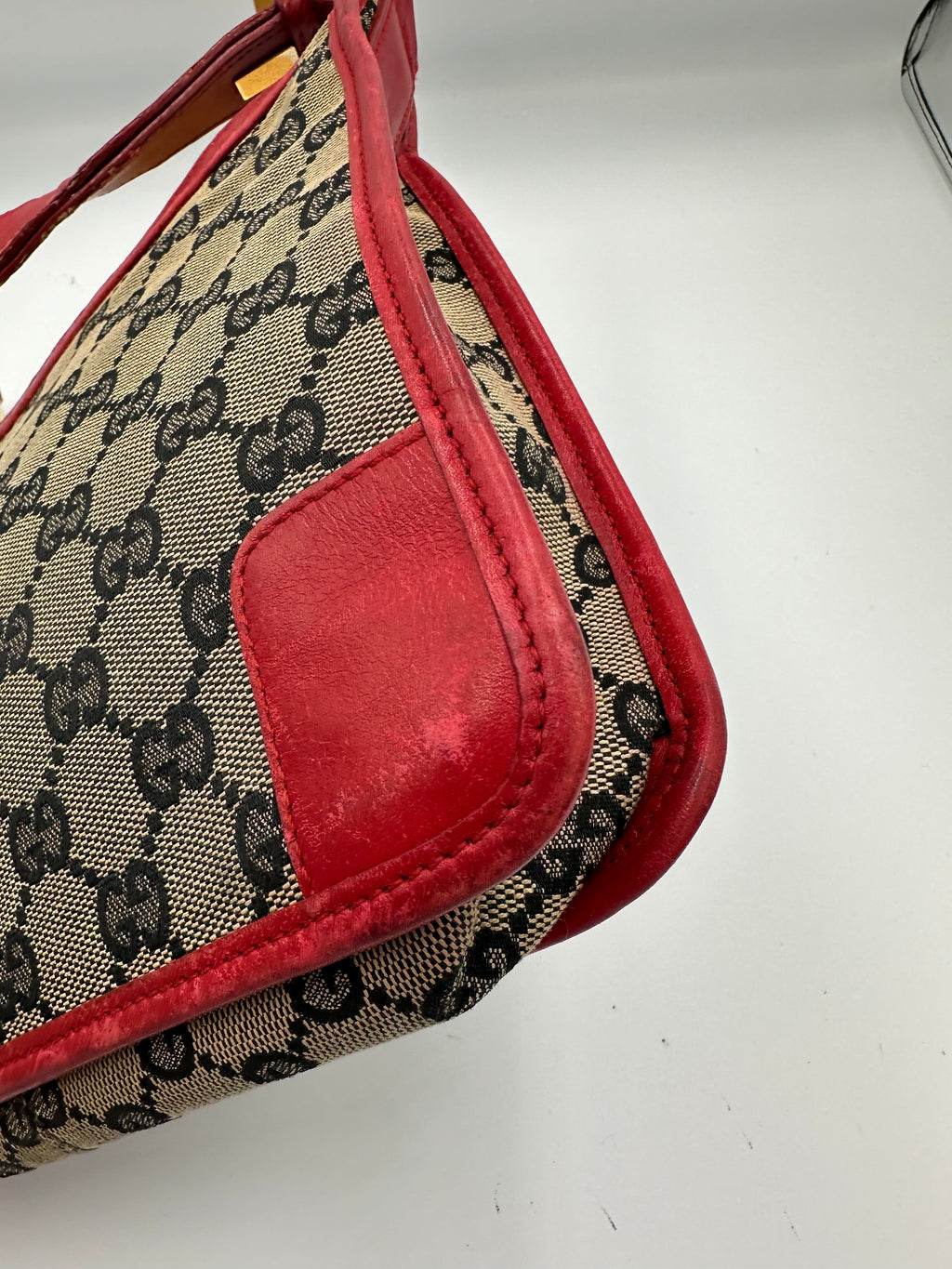 Vintage Gucci GG supreme monogram cherry red shoulder bag