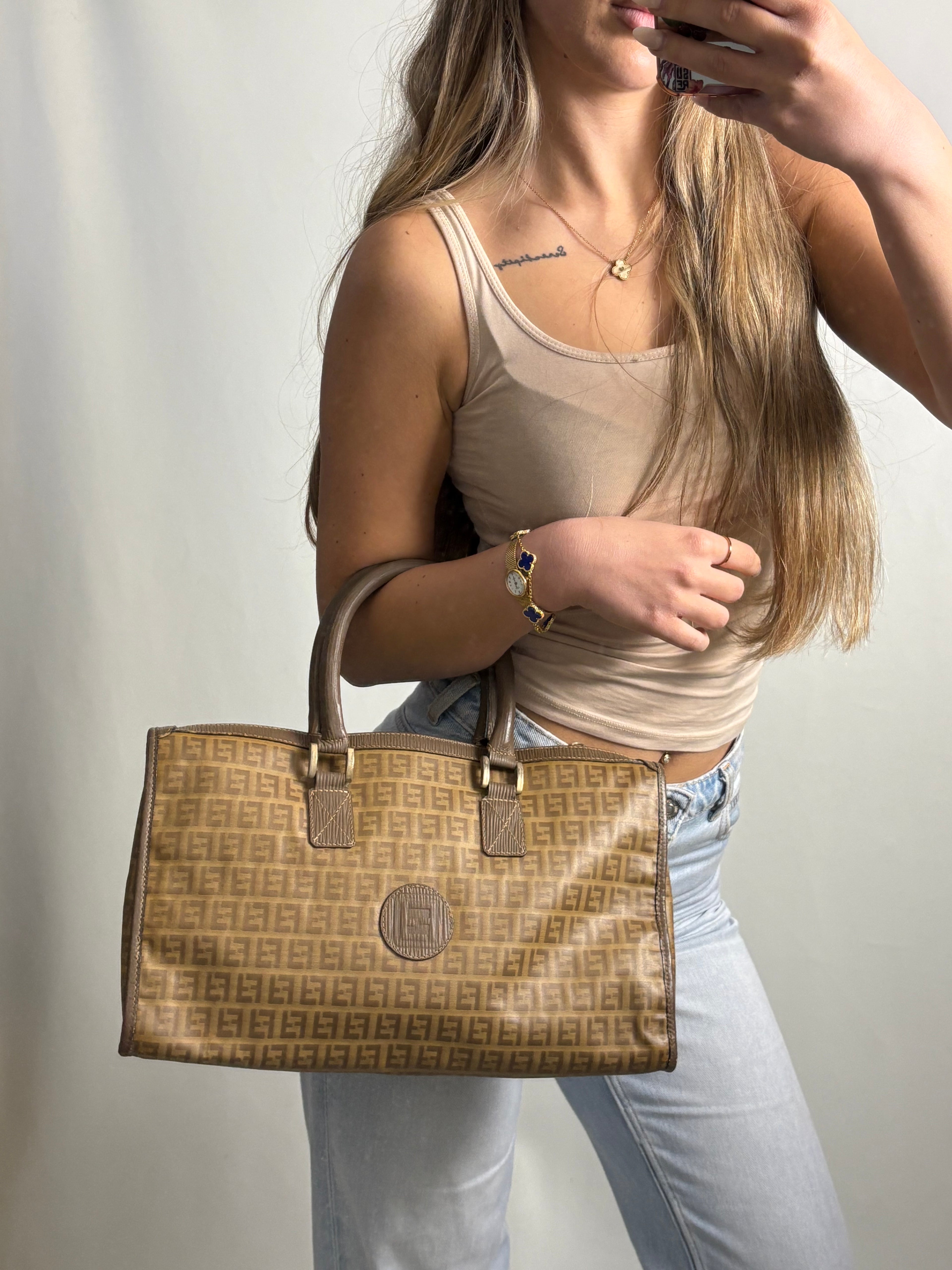 Fendi Zucchino boston monogram bag