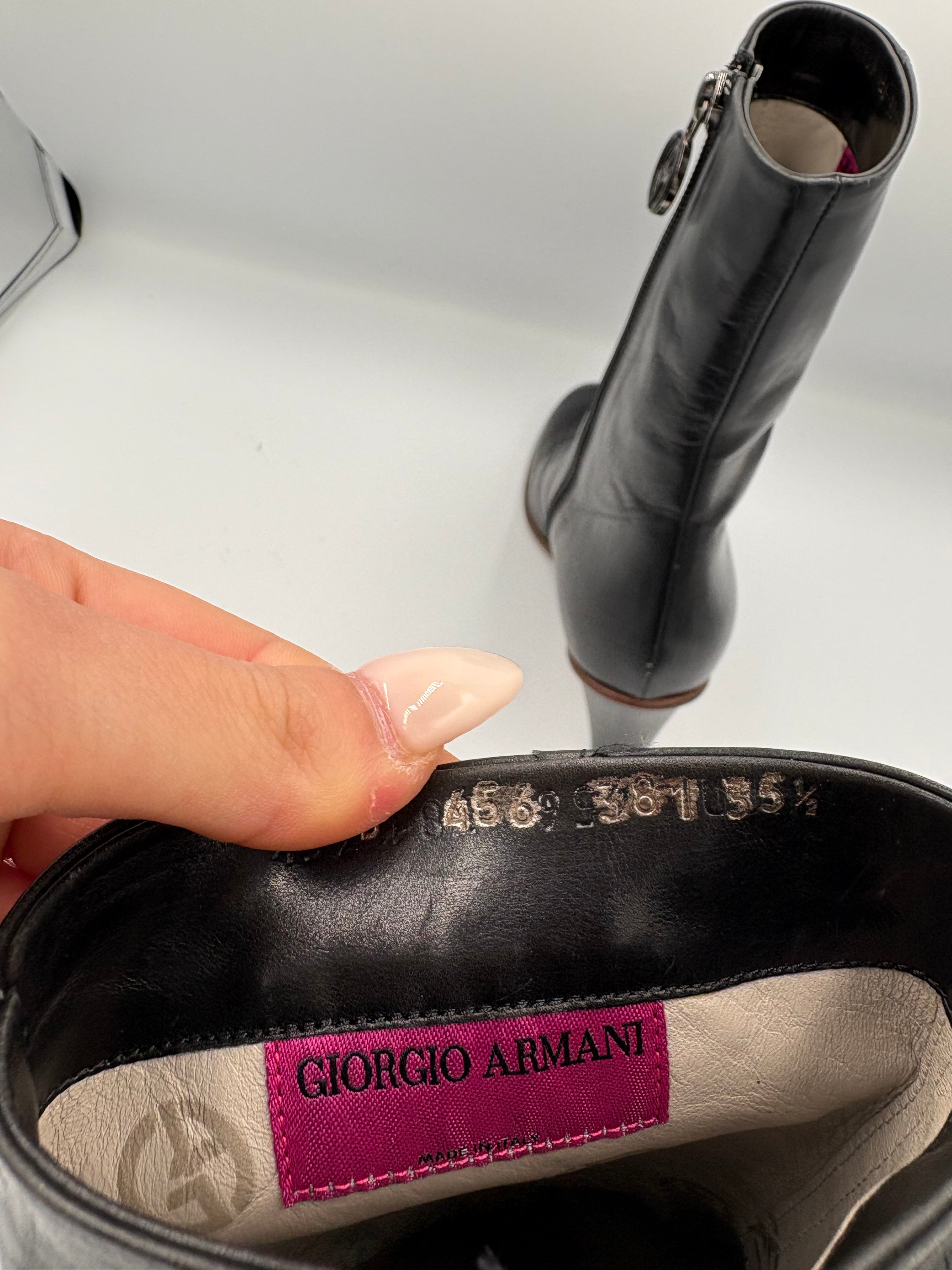 Giorgio Armani leather kitten heel boots UK 3