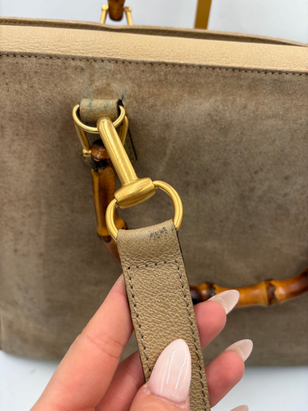 Gucci rare vintage suede Bamboo 2 way tote bag