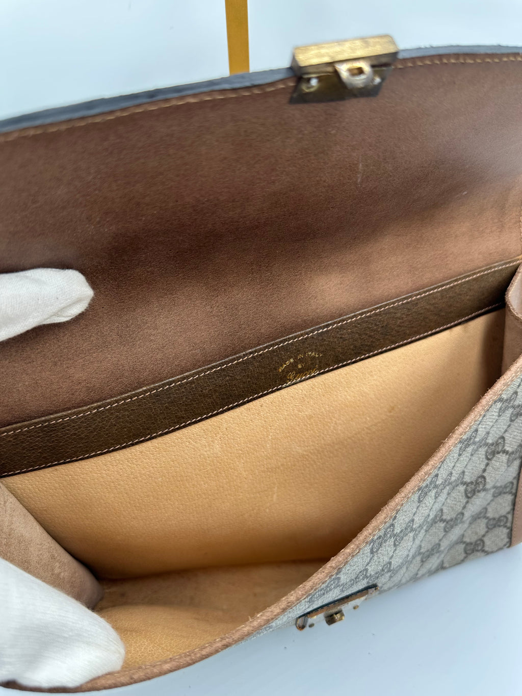 1970s Gucci brown GG leather monogram portfolio clutch bag
