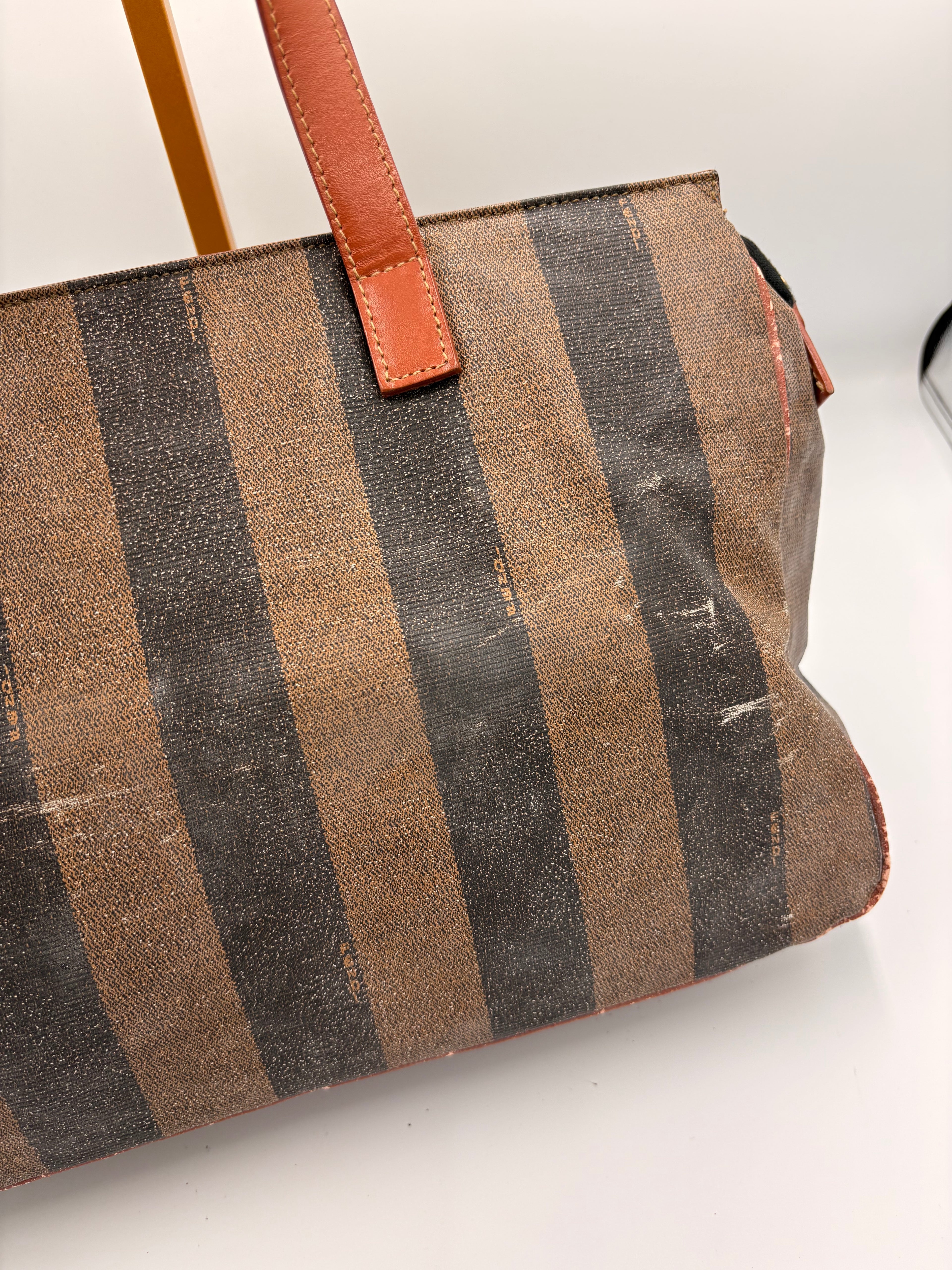 Vintage 1990 Fendi by Karl Lagerfeld Pequin stripe shoulder bag