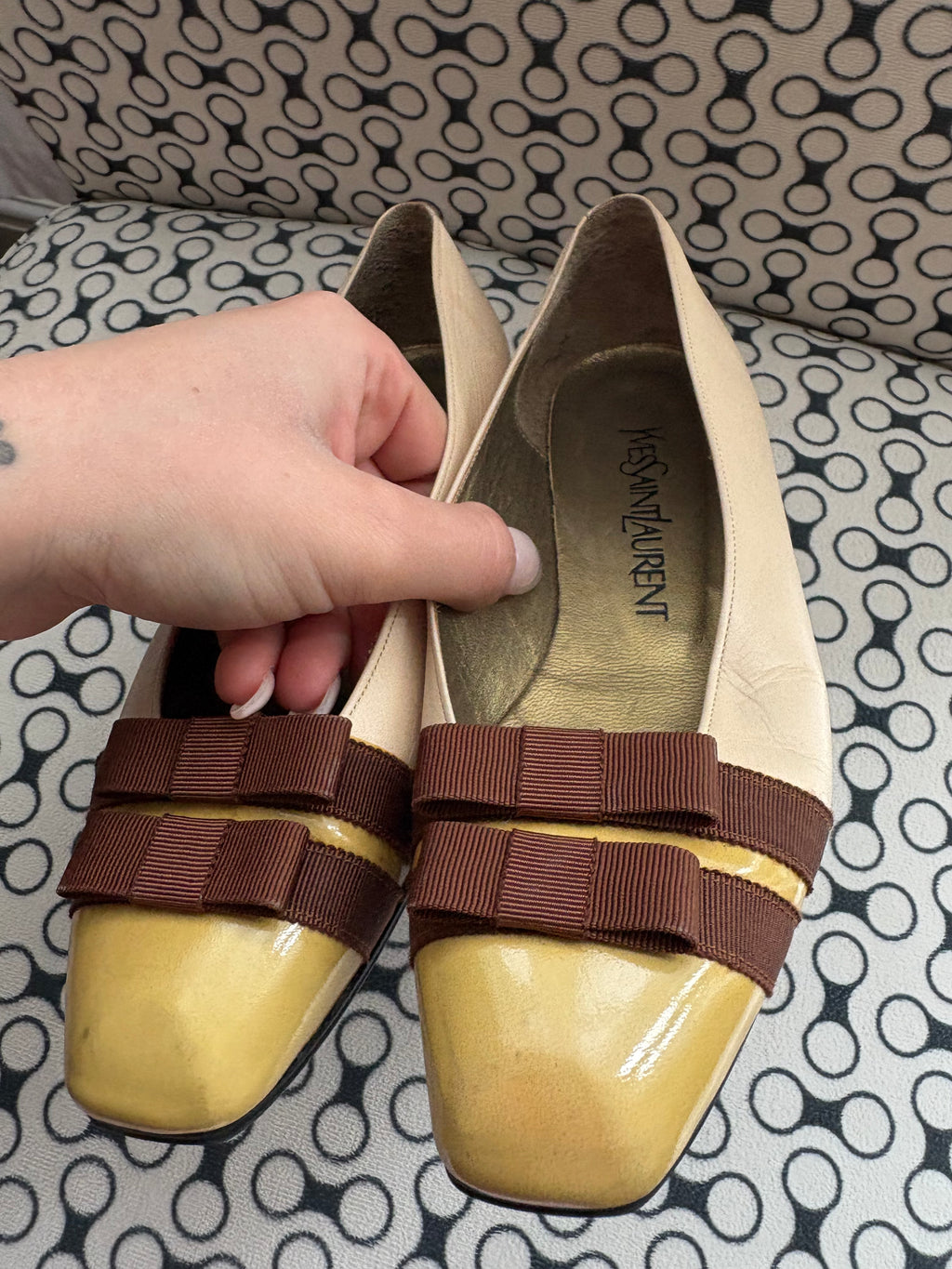 YSL 90s vintage bow ballet flats