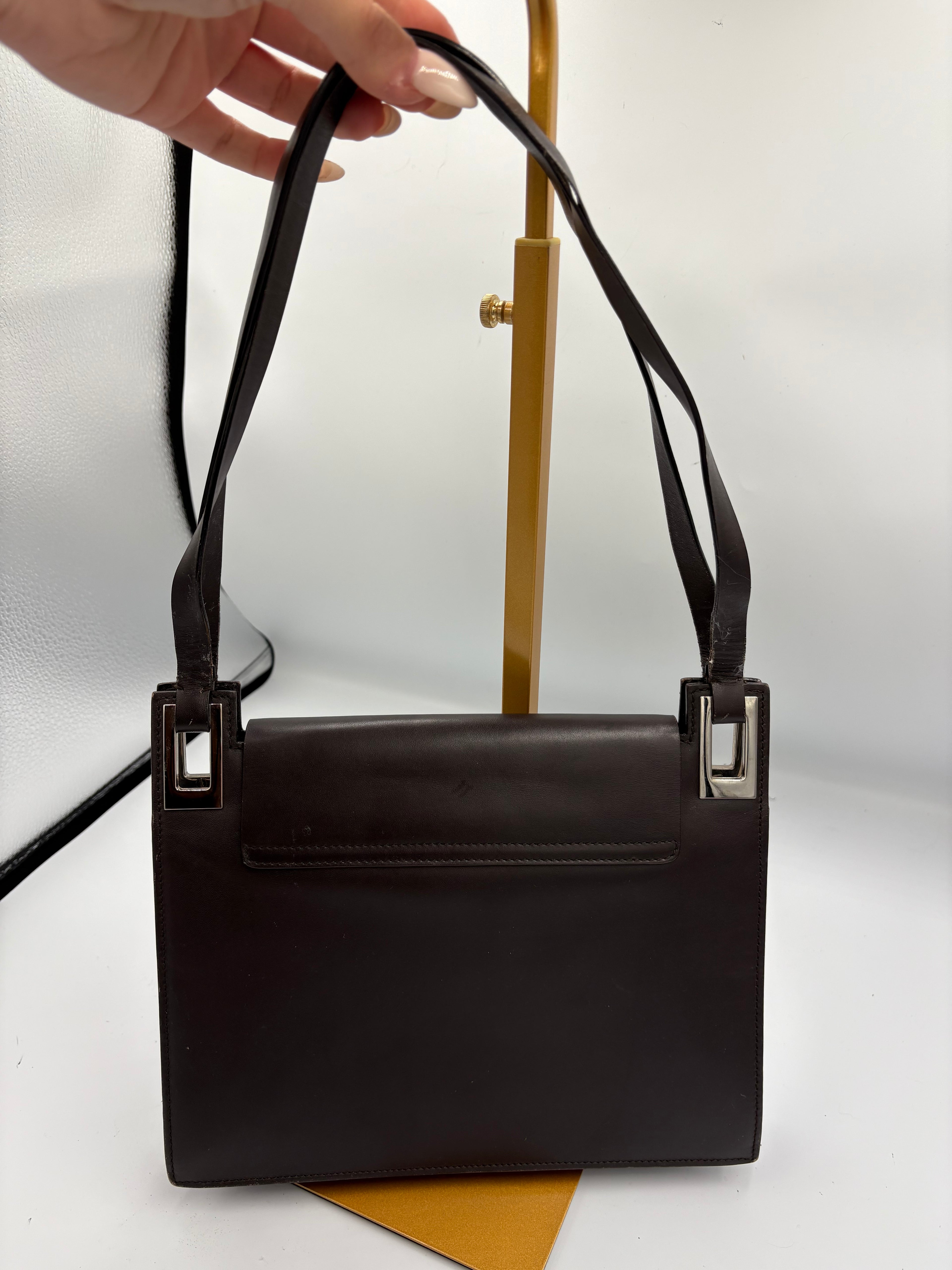 Vintage Gucci Brown leather structured shoulder bag