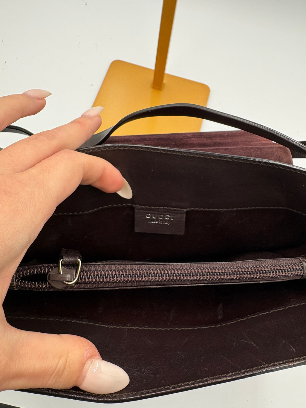 Vintage Gucci Brown leather structured shoulder bag