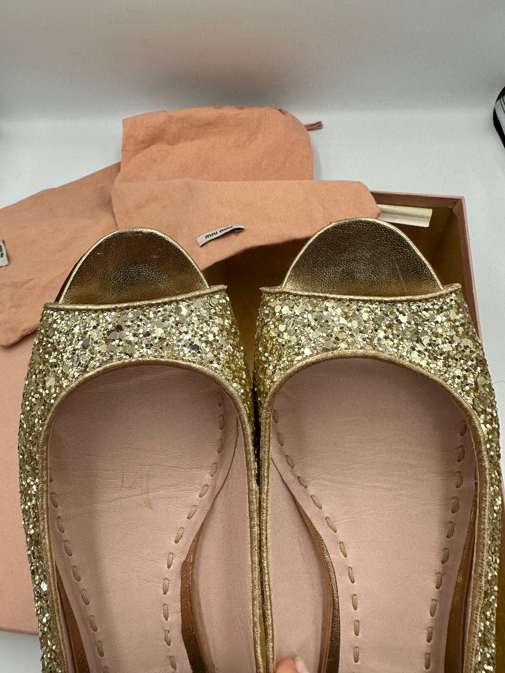 Miu Miu Glitter Pirite ballet flats