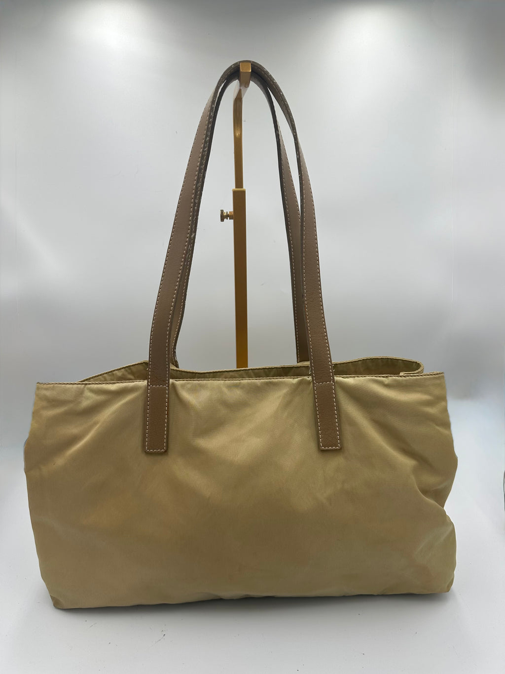 Prada nylon beige shoulder bag with triangle logo