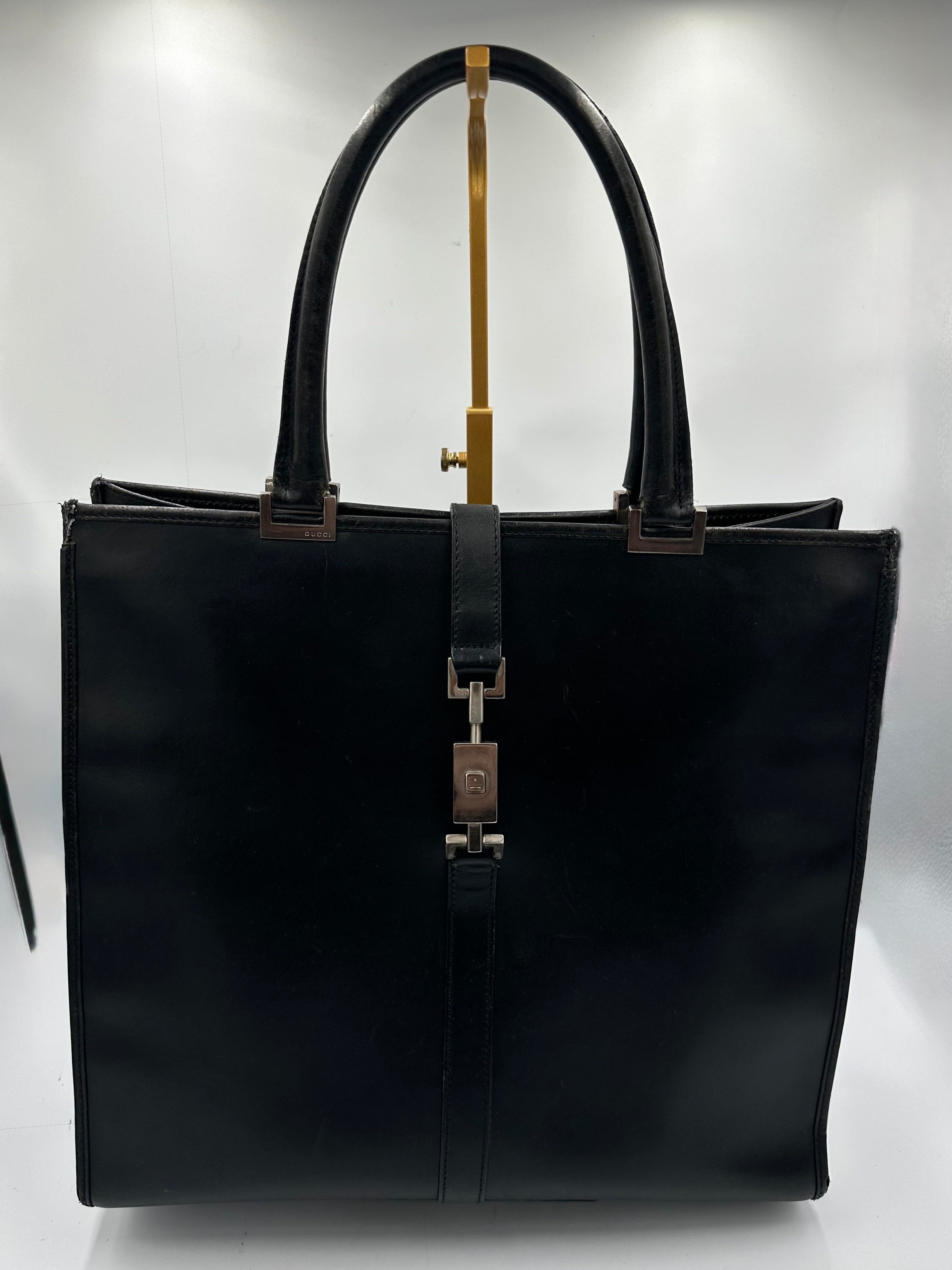 1990s Gucci leather black Jackie shoulder tote bag