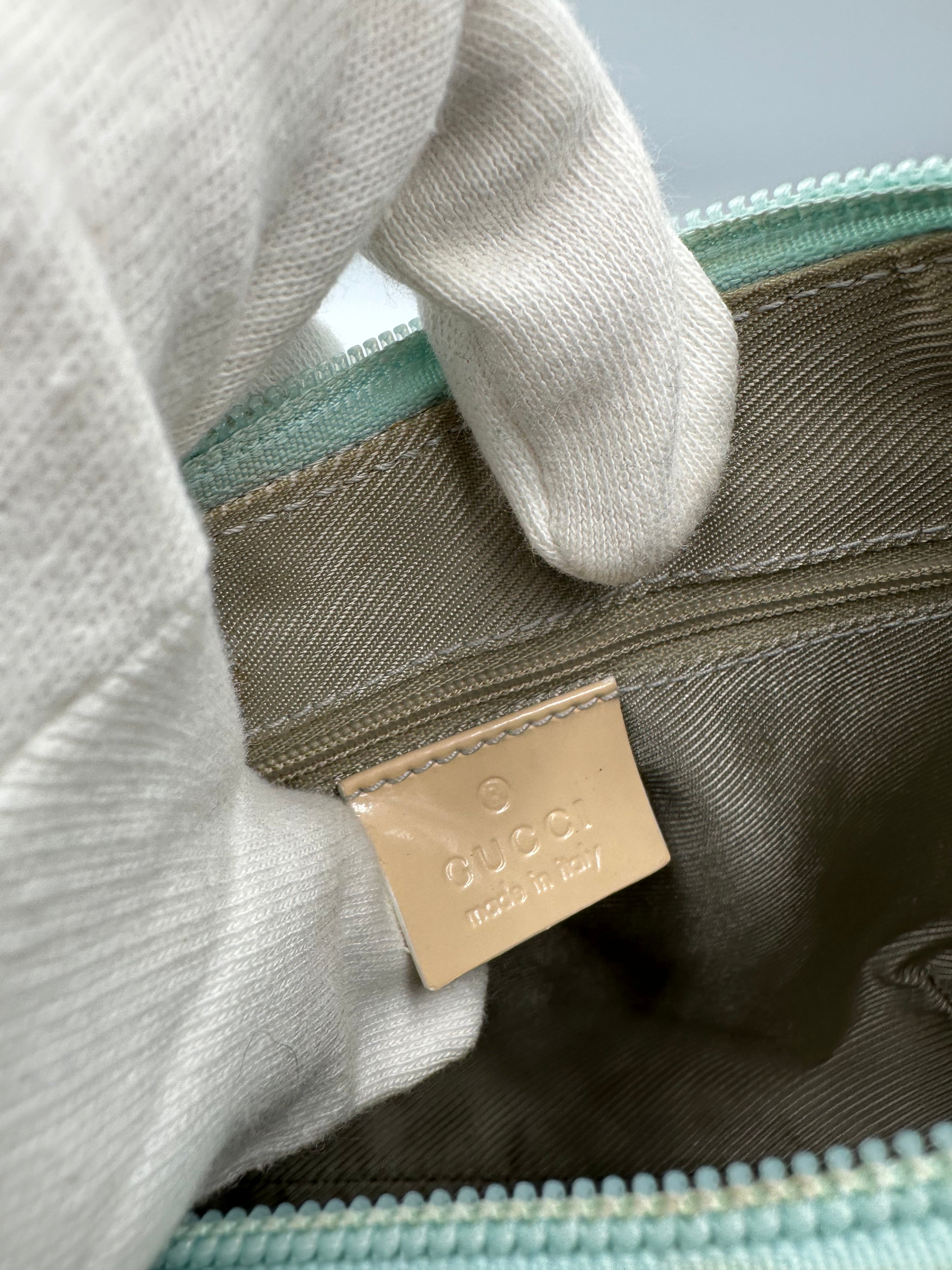 Gucci GG canvas and patent leather hobo shoulder bag