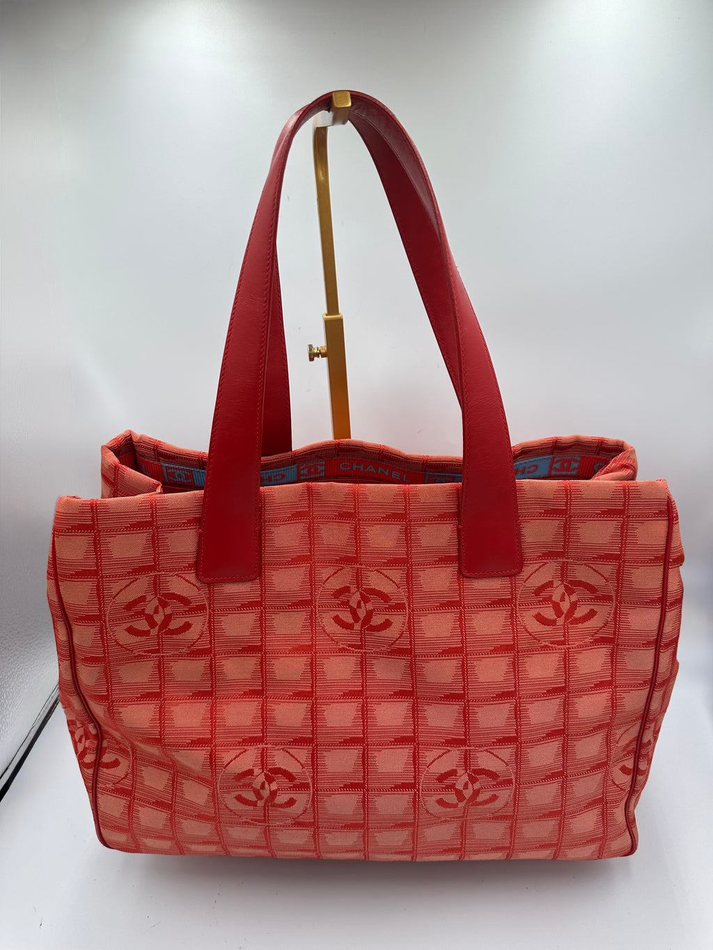 Chanel New Travel Line Tote MM Red Canvas