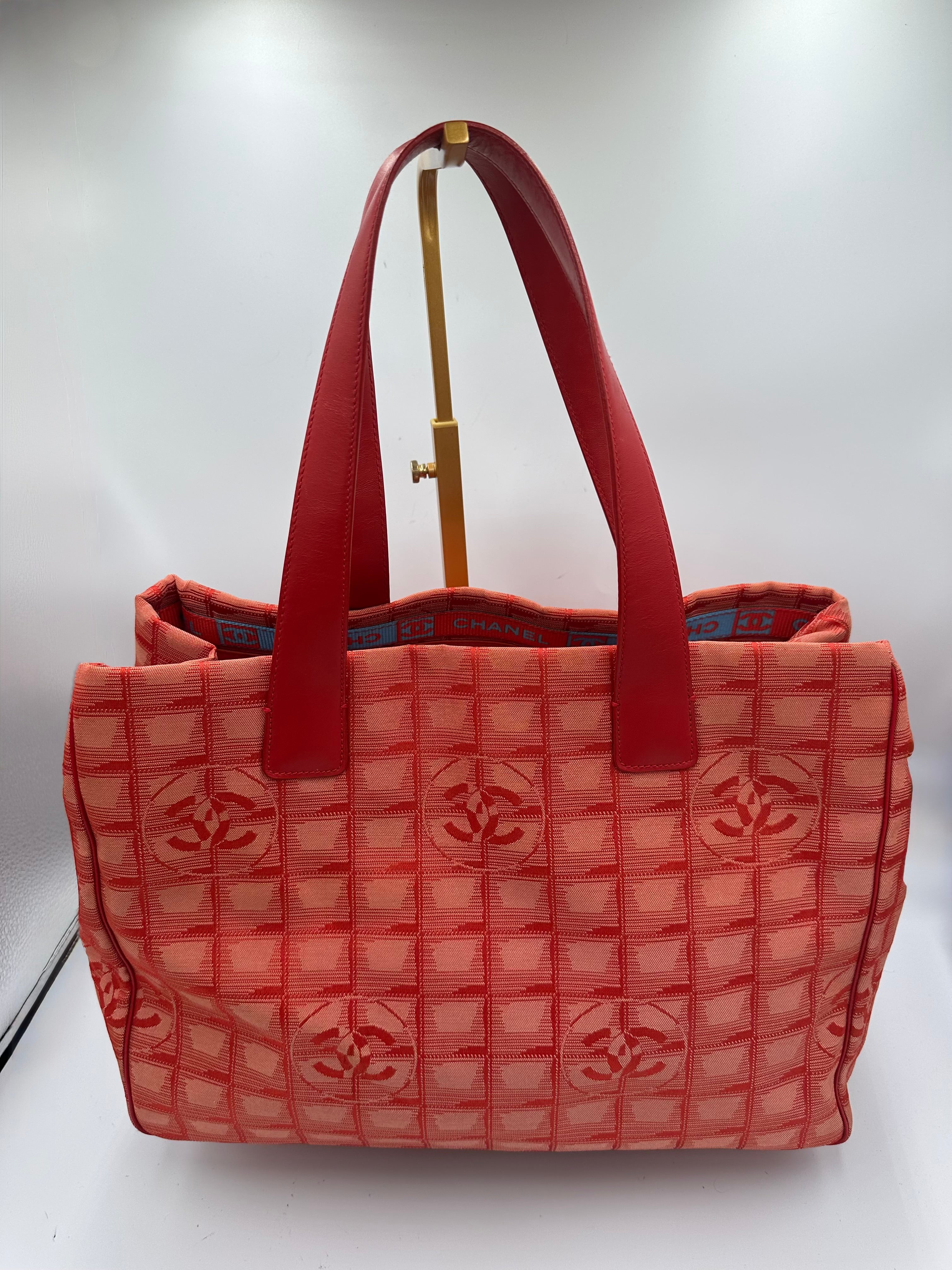 Chanel New Travel Line Tote MM Red Canvas