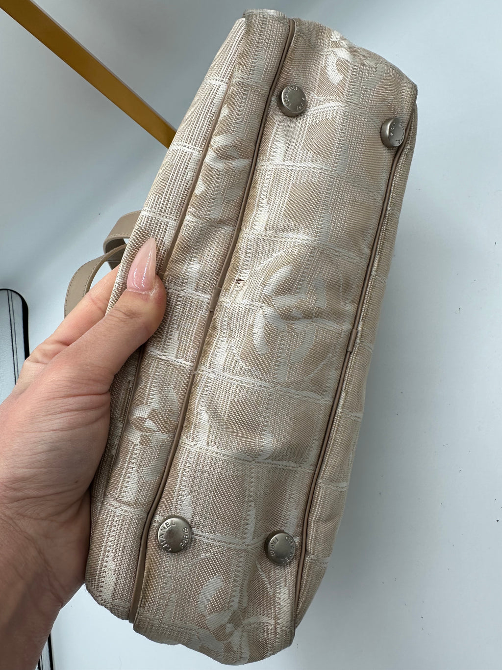 Chanel 2004 Travel Line beige handbag