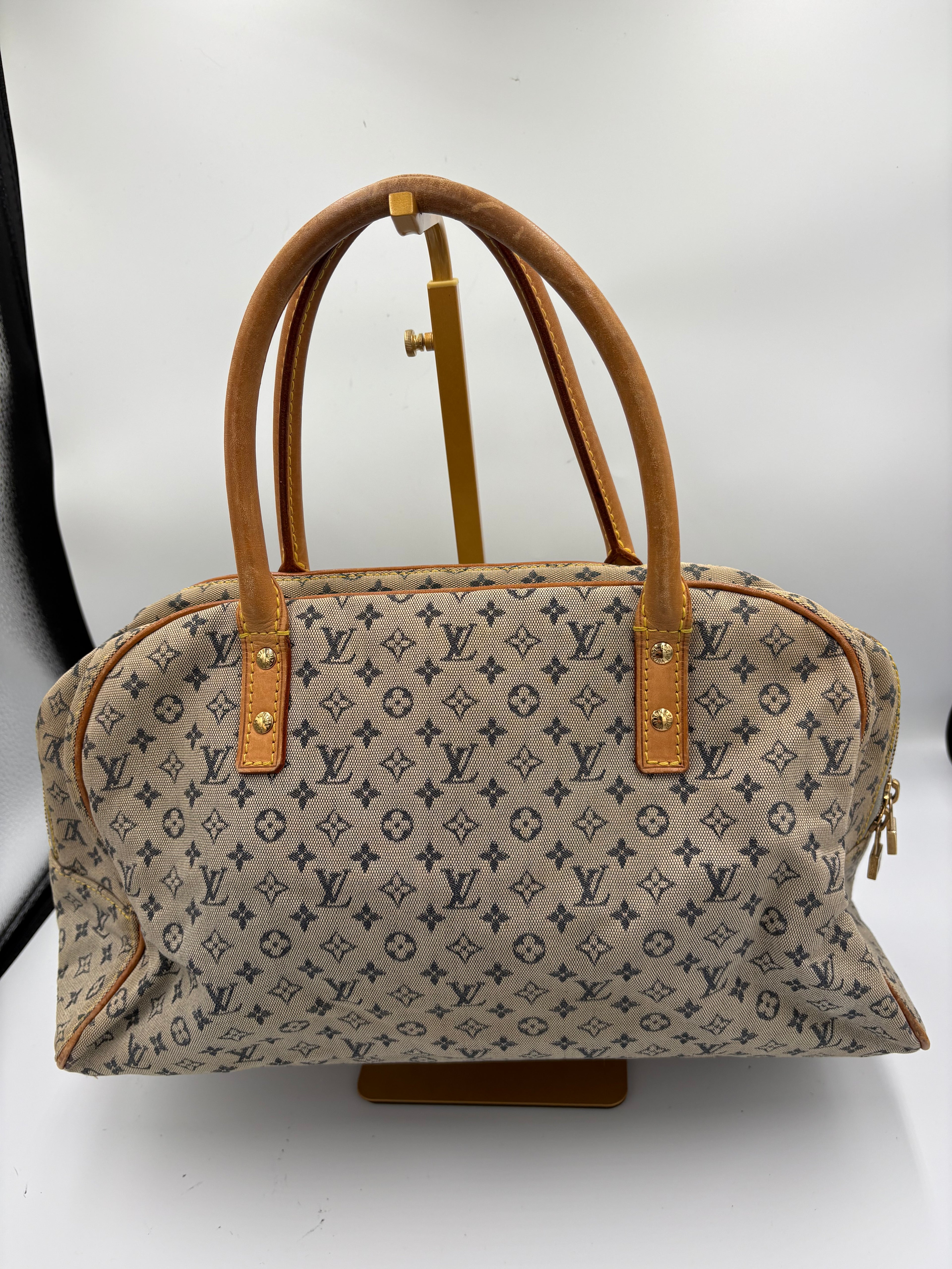 Rare Louis Vuitton Denim Monogram Mini Lin Marie Boston Bag