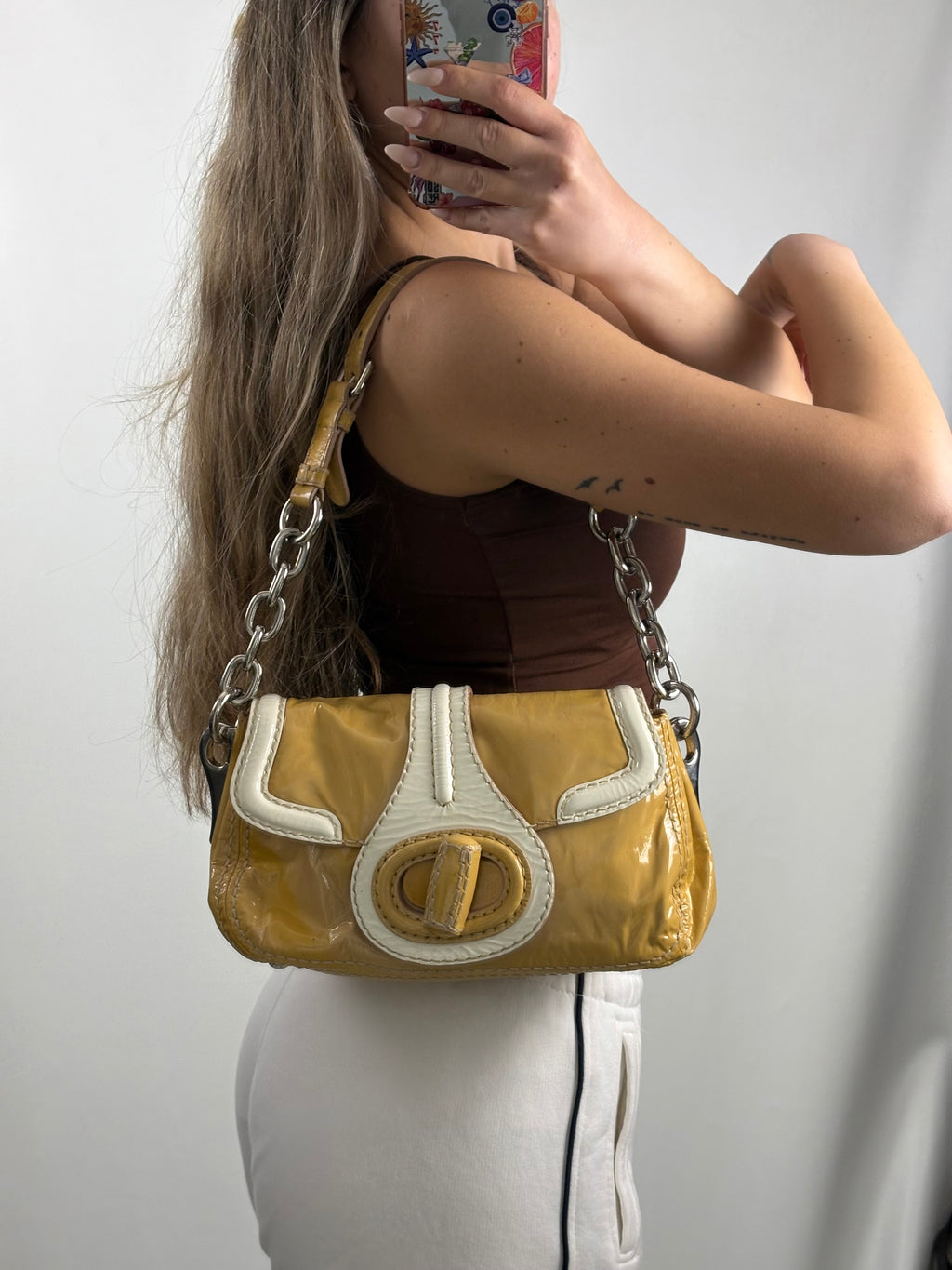 Prada 2010 Pattina Sottospalla Patent Leather shoulder Bag