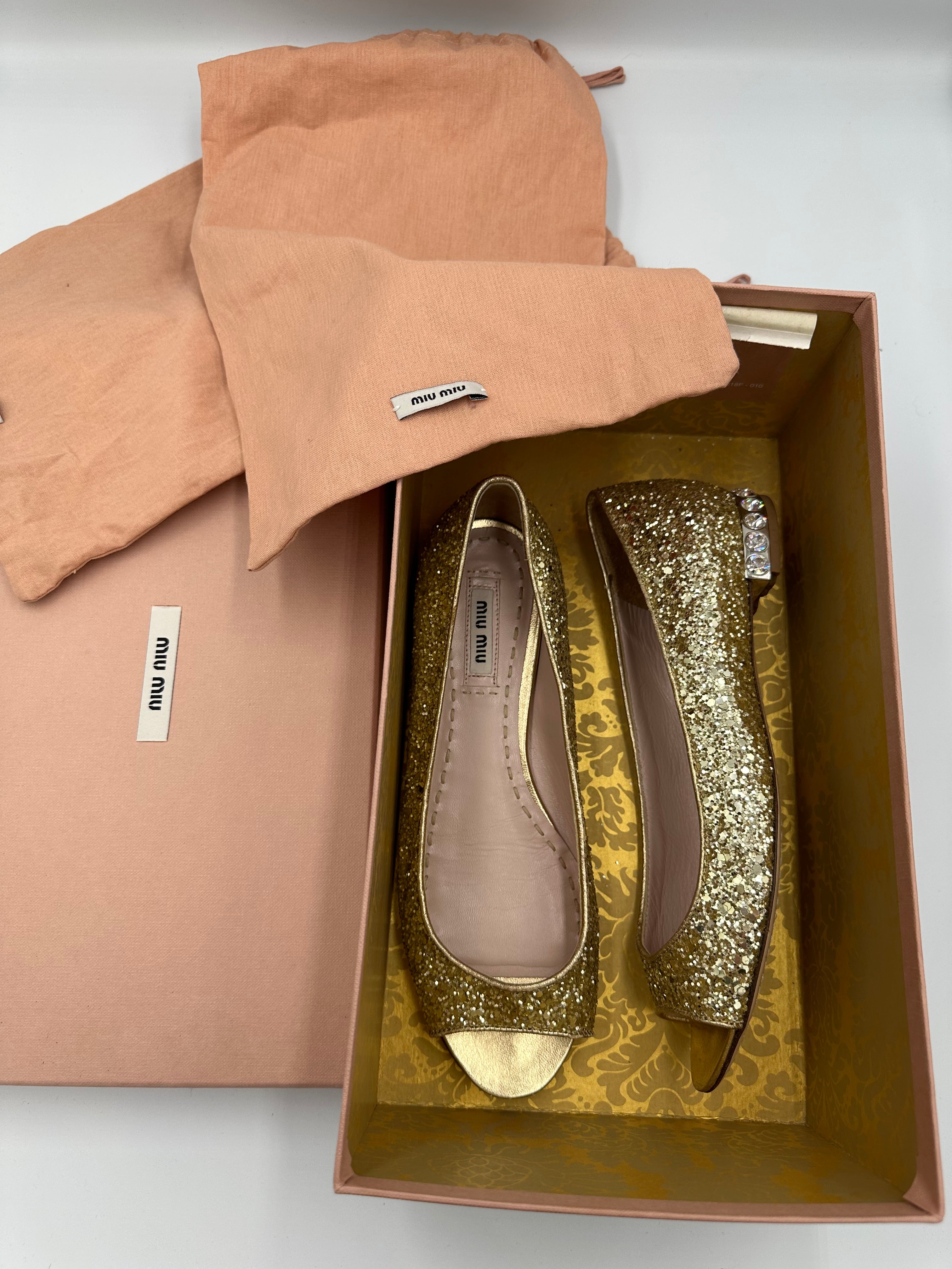 Miu Miu Glitter Pirite ballet flats