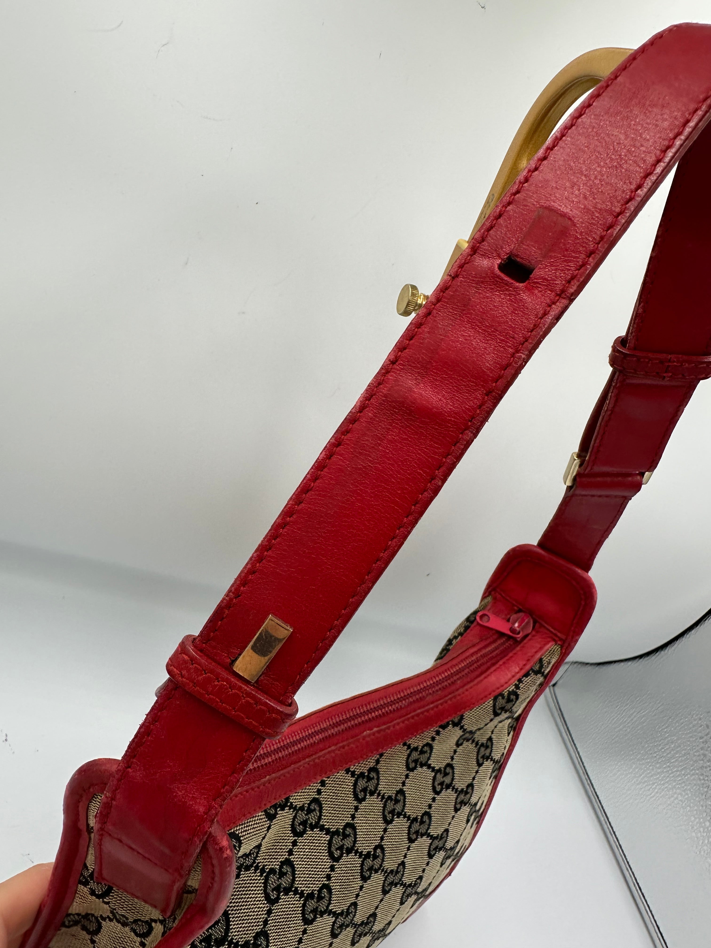 Vintage Gucci GG supreme monogram cherry red shoulder bag