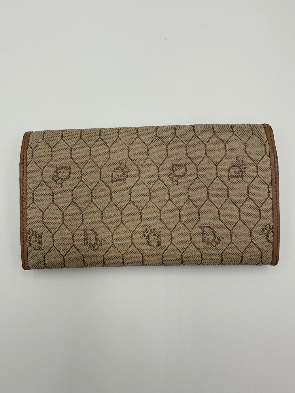 Christian Dior 80s rare beige honeycomb wallet