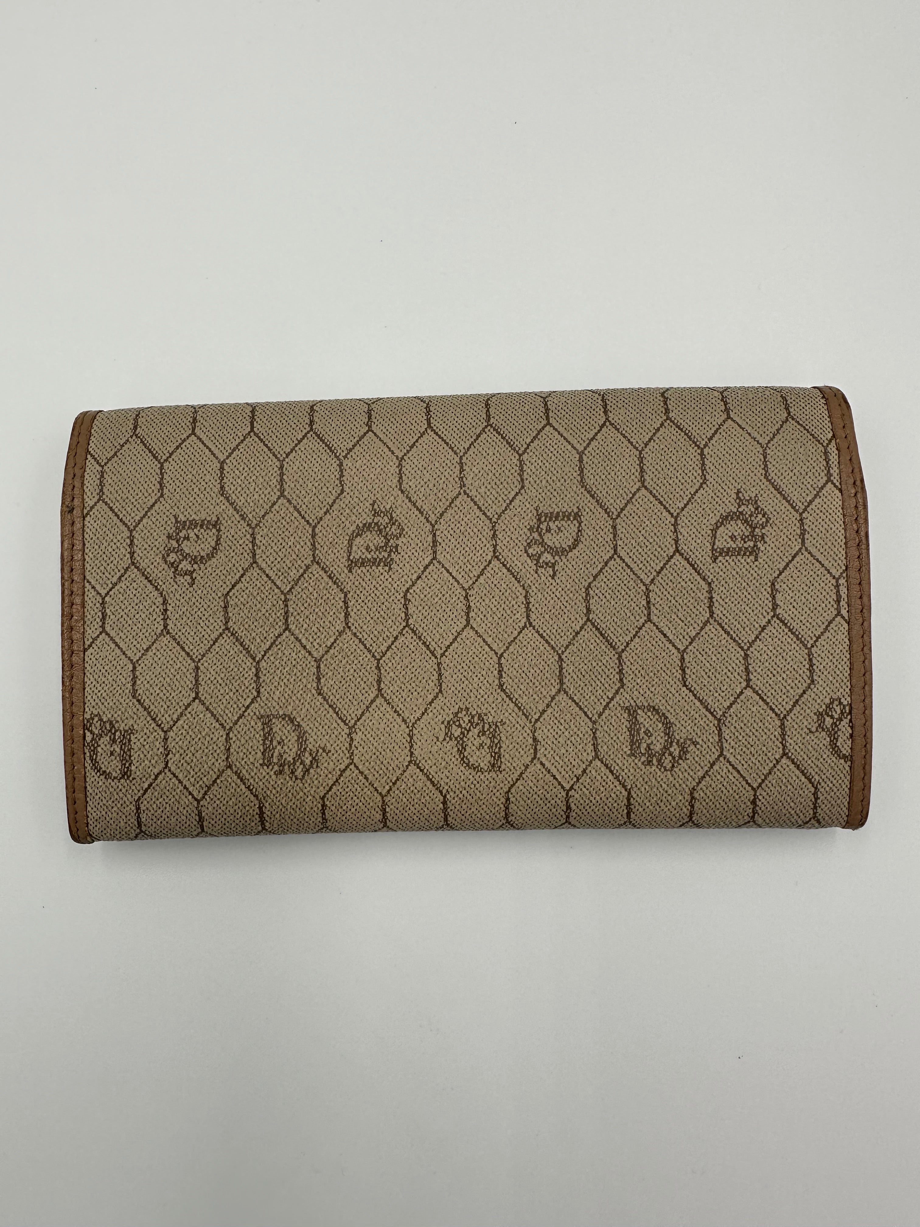 Christian Dior 80s rare beige honeycomb wallet