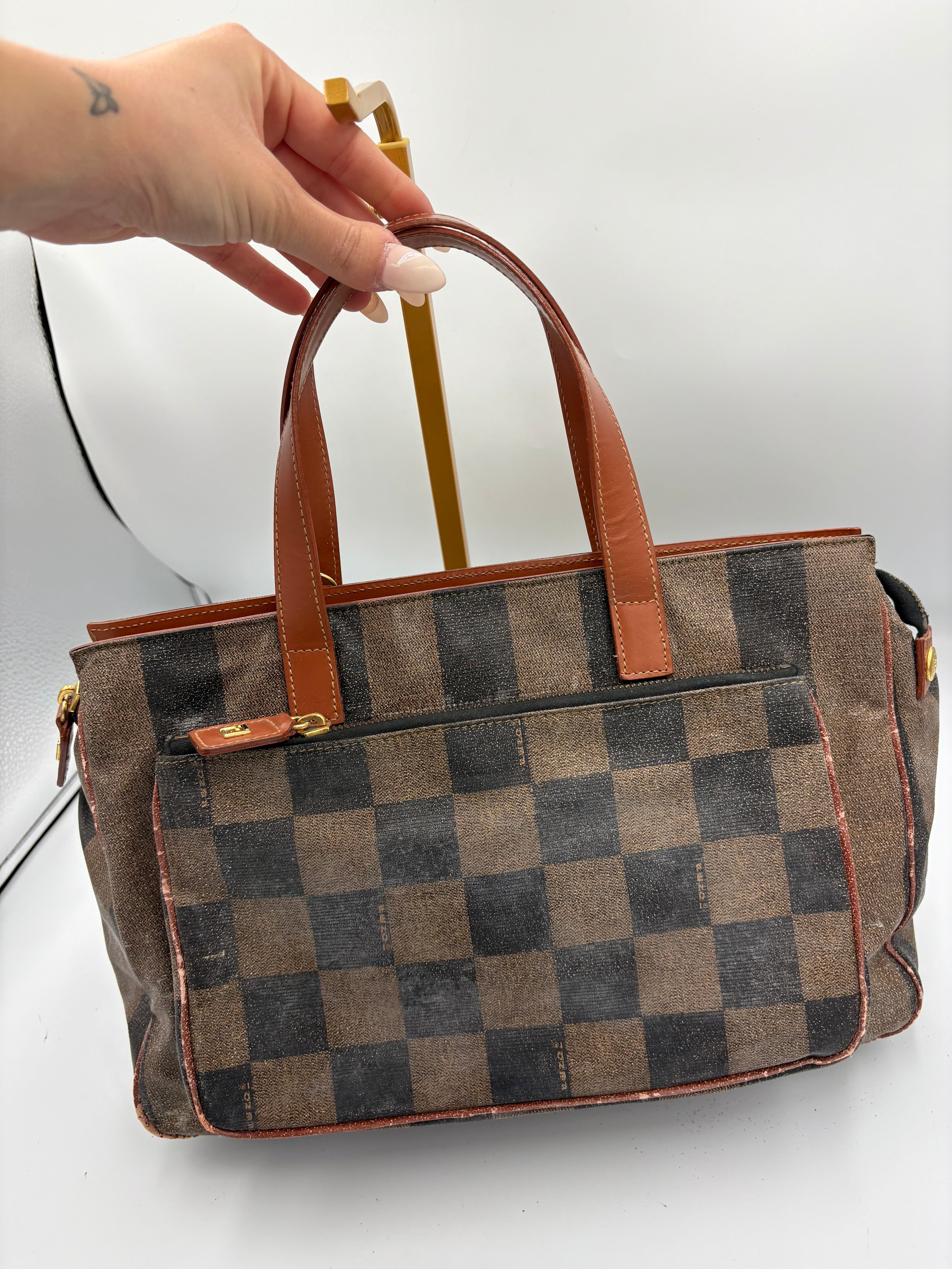 Vintage 1990 Fendi by Karl Lagerfeld Pequin stripe shoulder bag